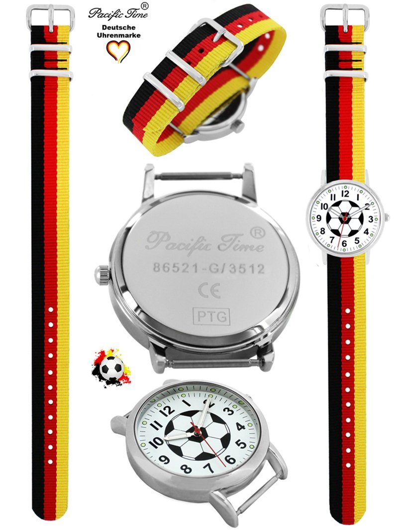 Pacific Time Quarzuhr Kinder Armbanduhr analog Mädchen Jungen Fußball Fan Sport, Wechselarmband Mix and Match - Gratis Versand