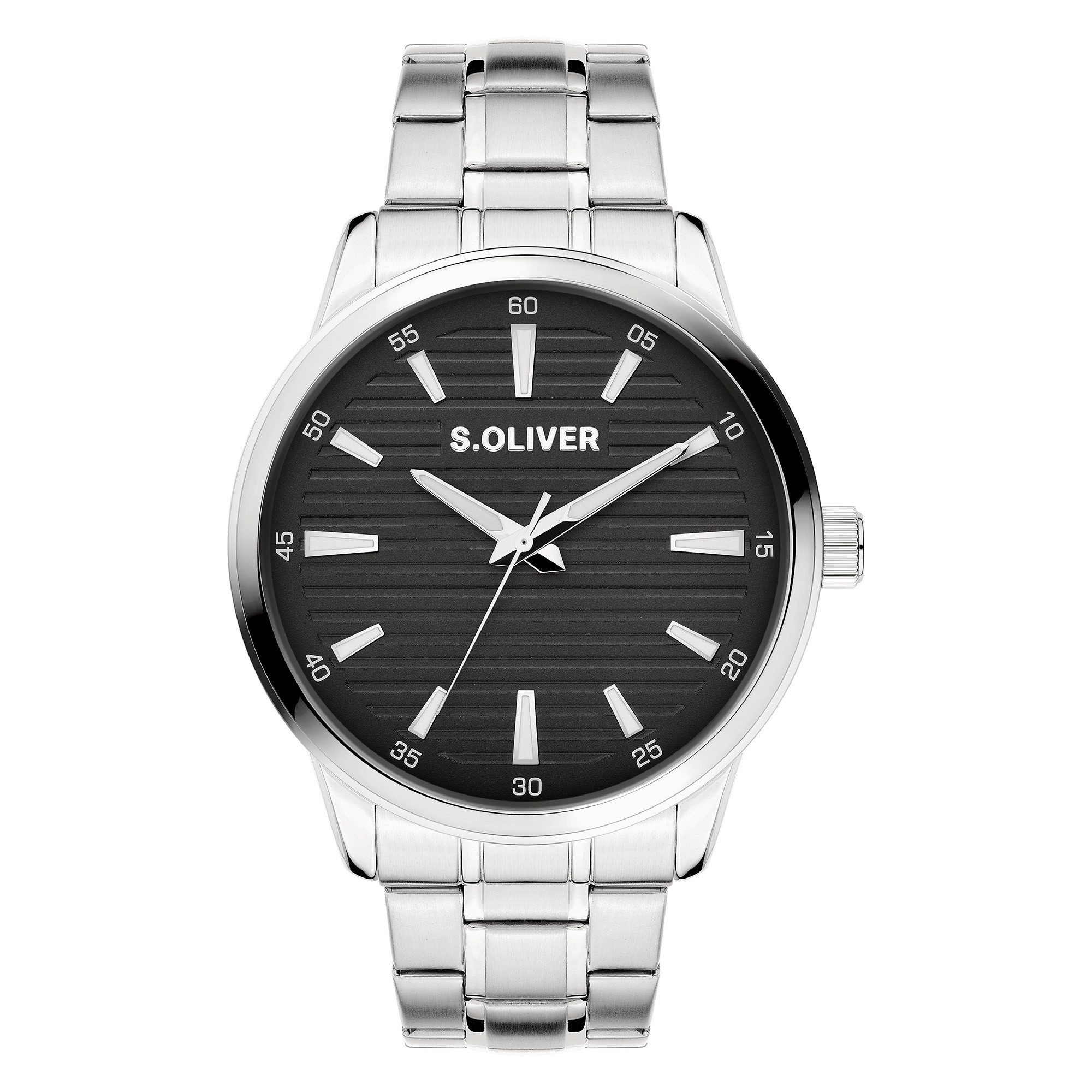 s.Oliver Quarzuhr Core Round SO-4412-MQ, Armbanduhr, Herrenuhr, Edelstahlarmband, analog