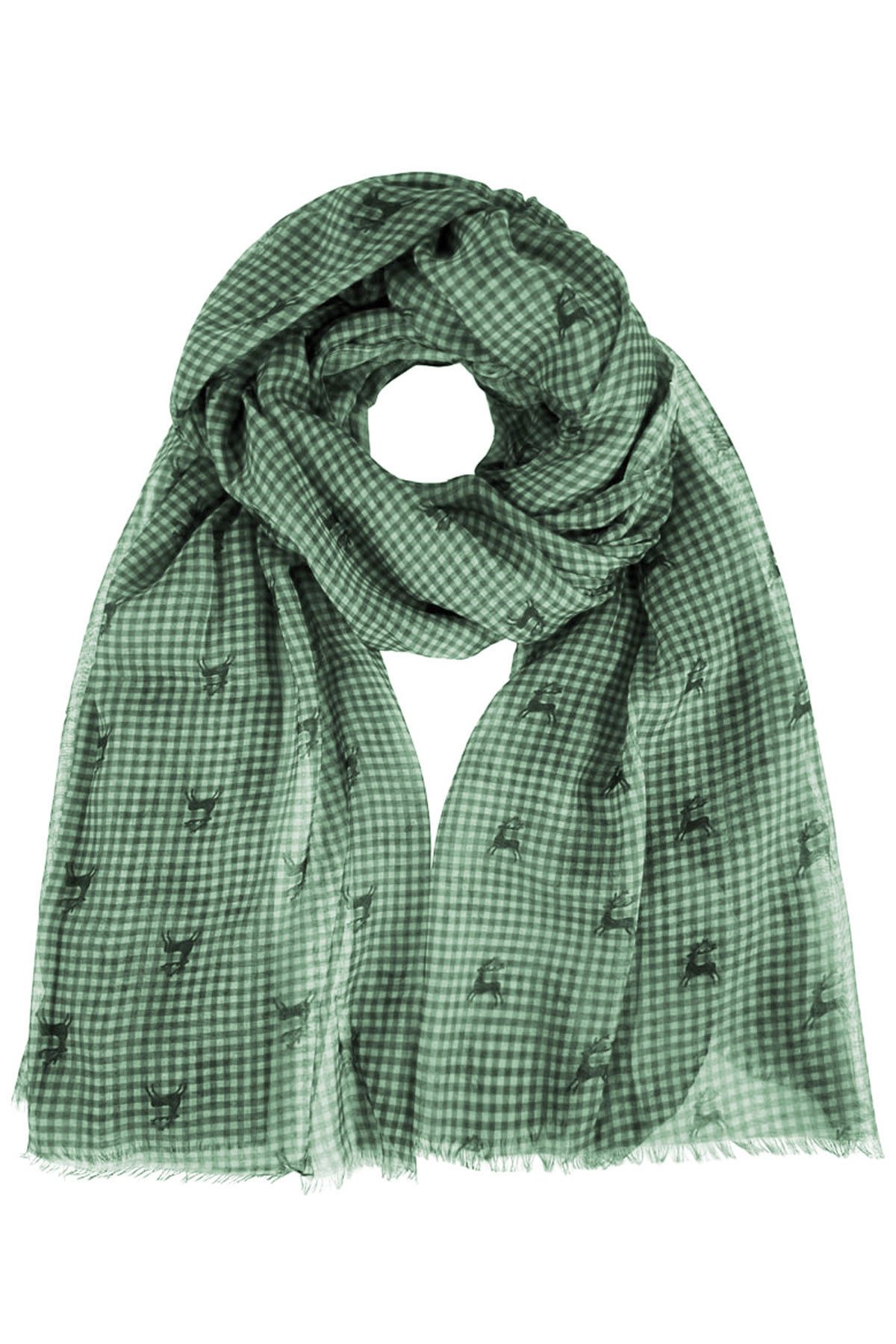 Trachtenland Schal Trachtenland Halstuch - Kariert Hirschmotiv 185x70 cm günstig online kaufen