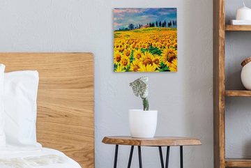 OneMillionCanvasses® Gemälde Ölfarbe - Gemälde - Blumen - Sonnenblume, (1 St), Leinwand Bilder für Wohnzimmer Schlafzimmer