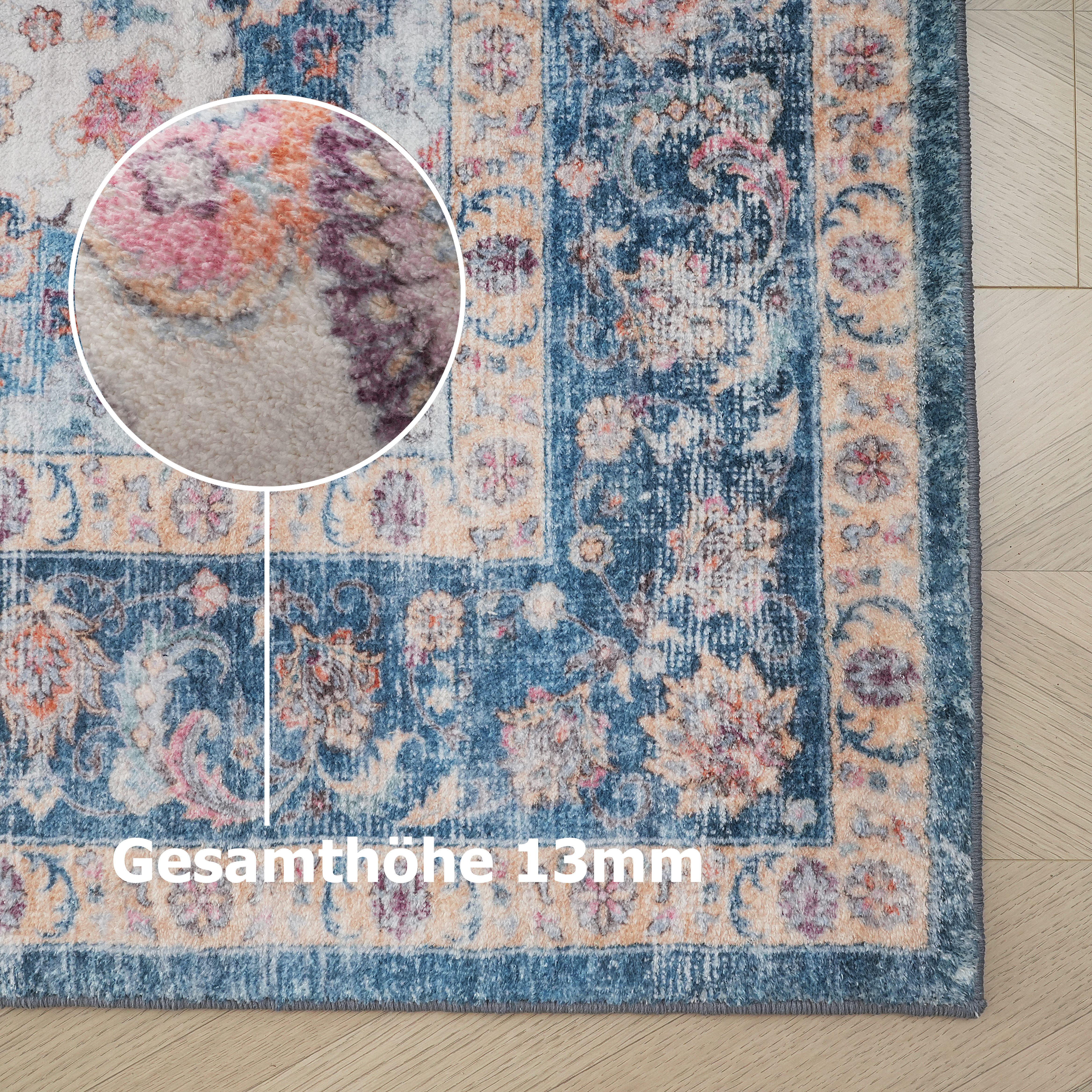 my home Teppich Omar, Druckteppich, orientalisches Design, mehrfarbig, bedruckt, rechteckig, Höhe: 13 mm, Orient-Optik, Vintage Design, weich, Wohnzimmer, Schlafzimmer