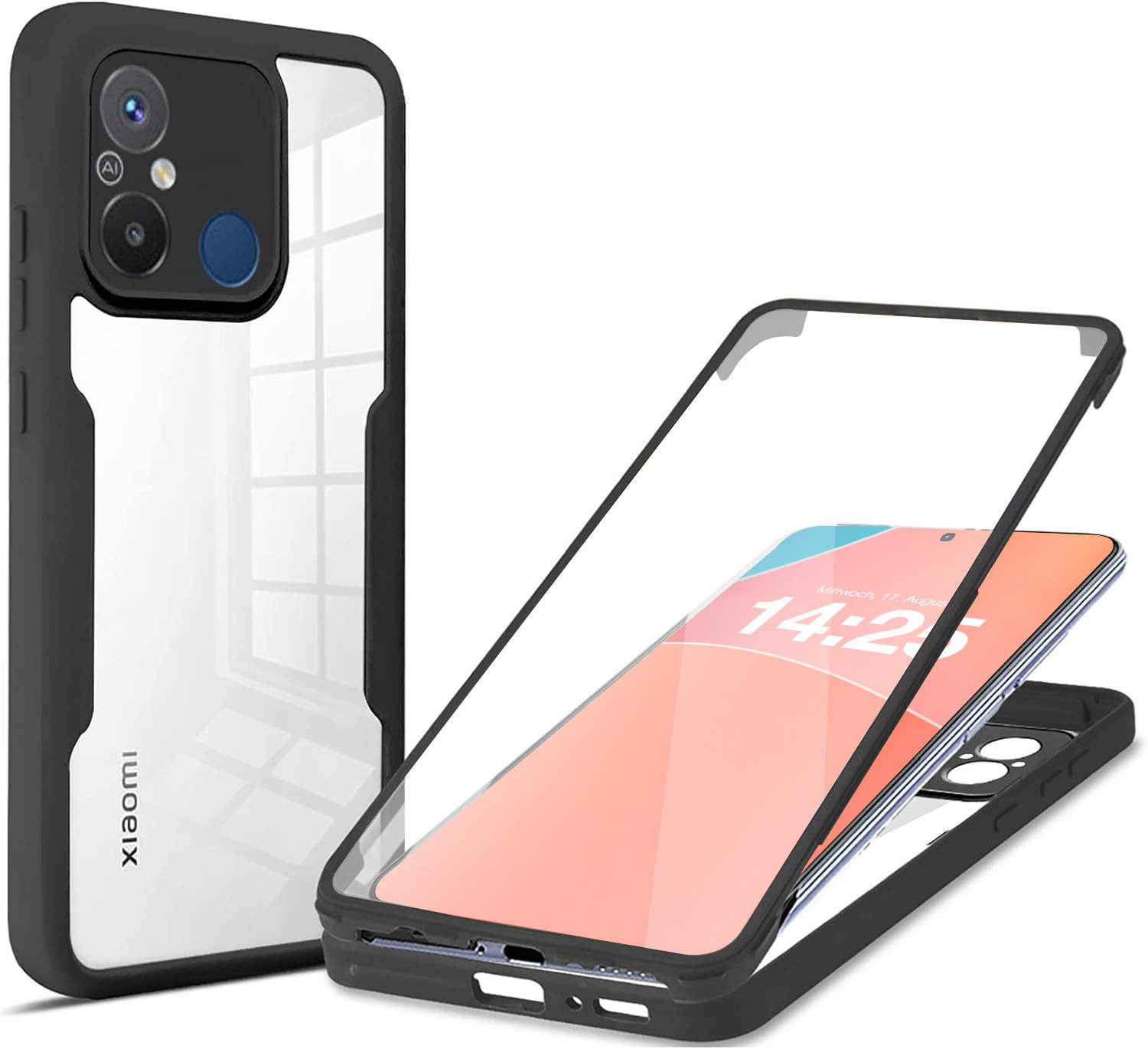Tec-Expert Handyhülle 360 Grad Hülle für Xiaomi Redmi 12C 6.71 Zoll, 6.71, Rundum Schutz Cover Case Hülle robust