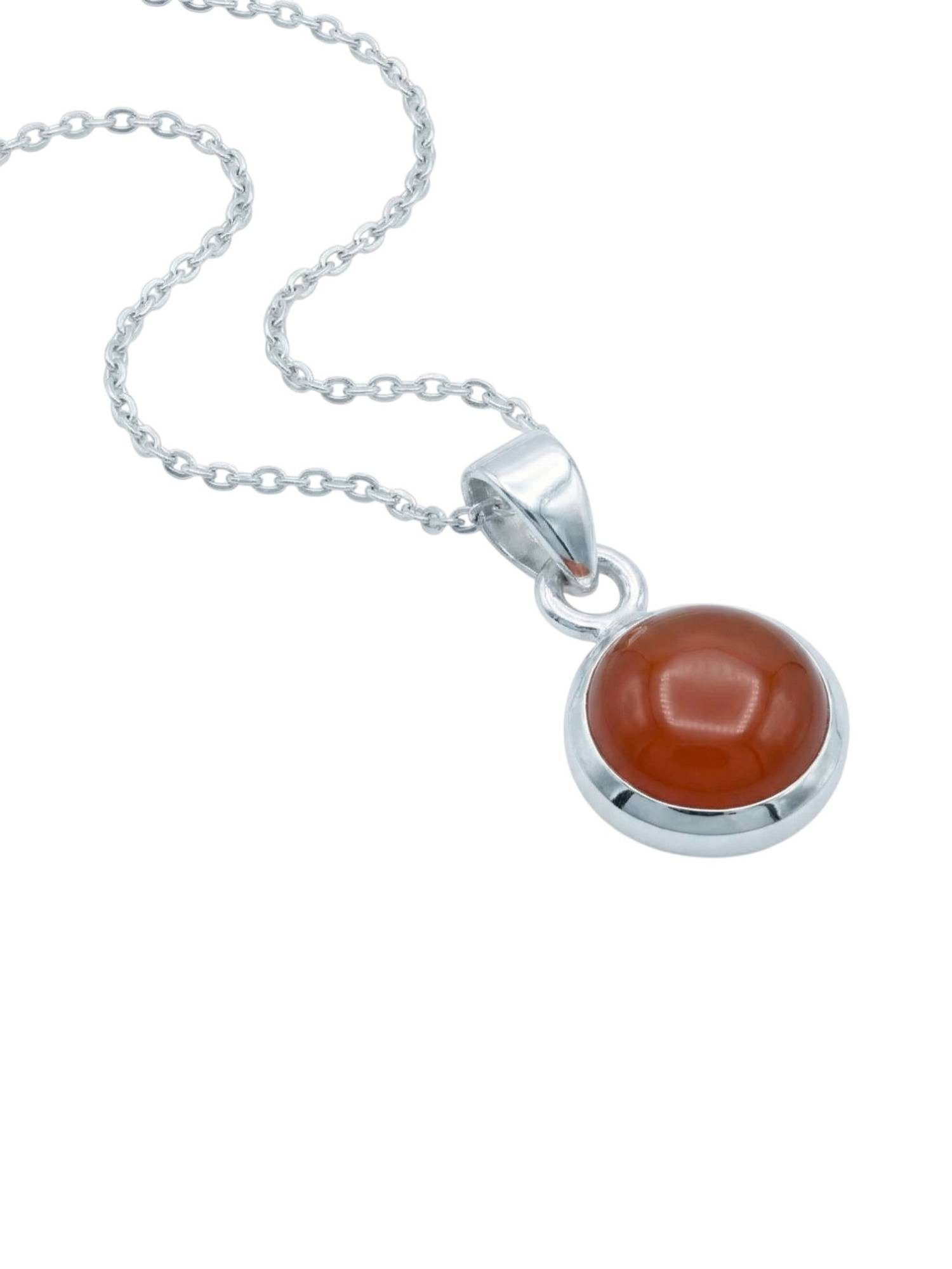 Kette mit Anhänger MIALE rund aus 925 Silber mit Karneol