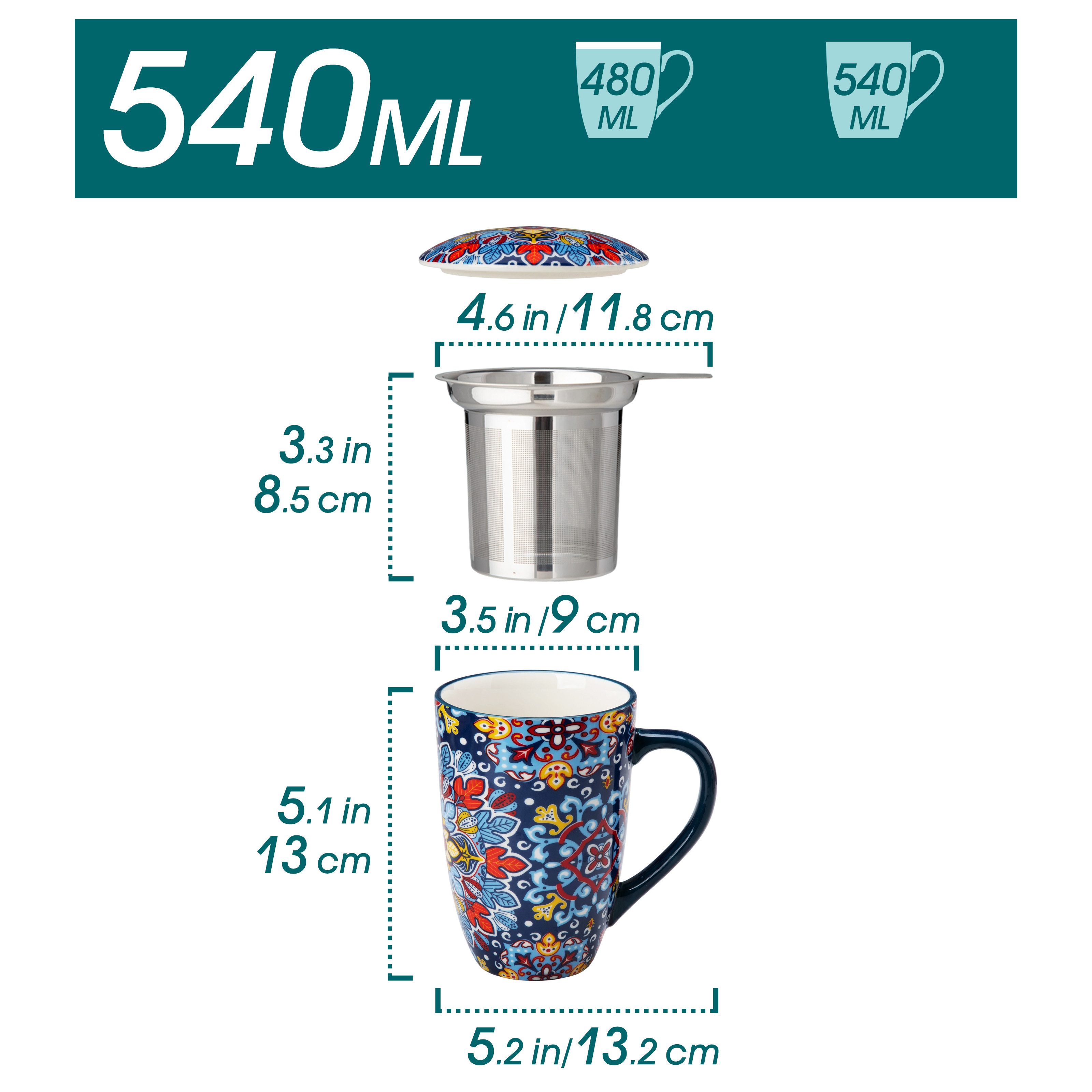 vancasso Becher Porzellan Teebecher Set mit abnehmbarem Siebeinsatz, Deckel, 1-tlg., Porzellan – Bild 2 von 5