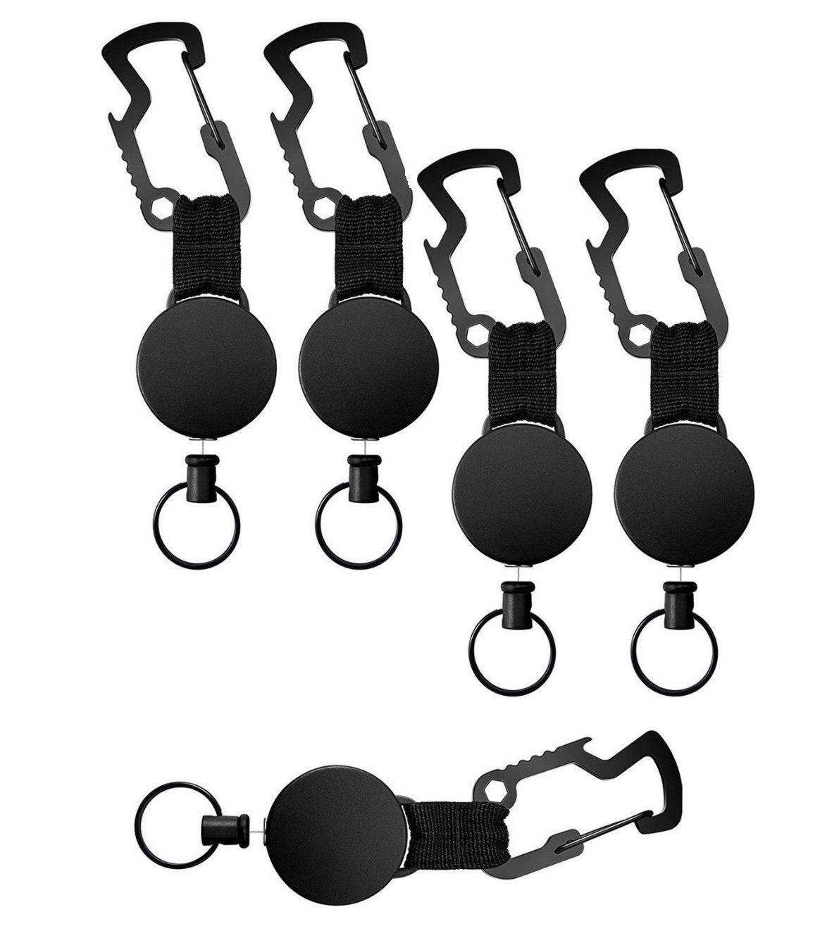 BAYLI Schlüsselanhänger - mit Ausweisjojo, Drahtseil, Set Schlüsseljojo Schlüssela Set 60 cm 4er