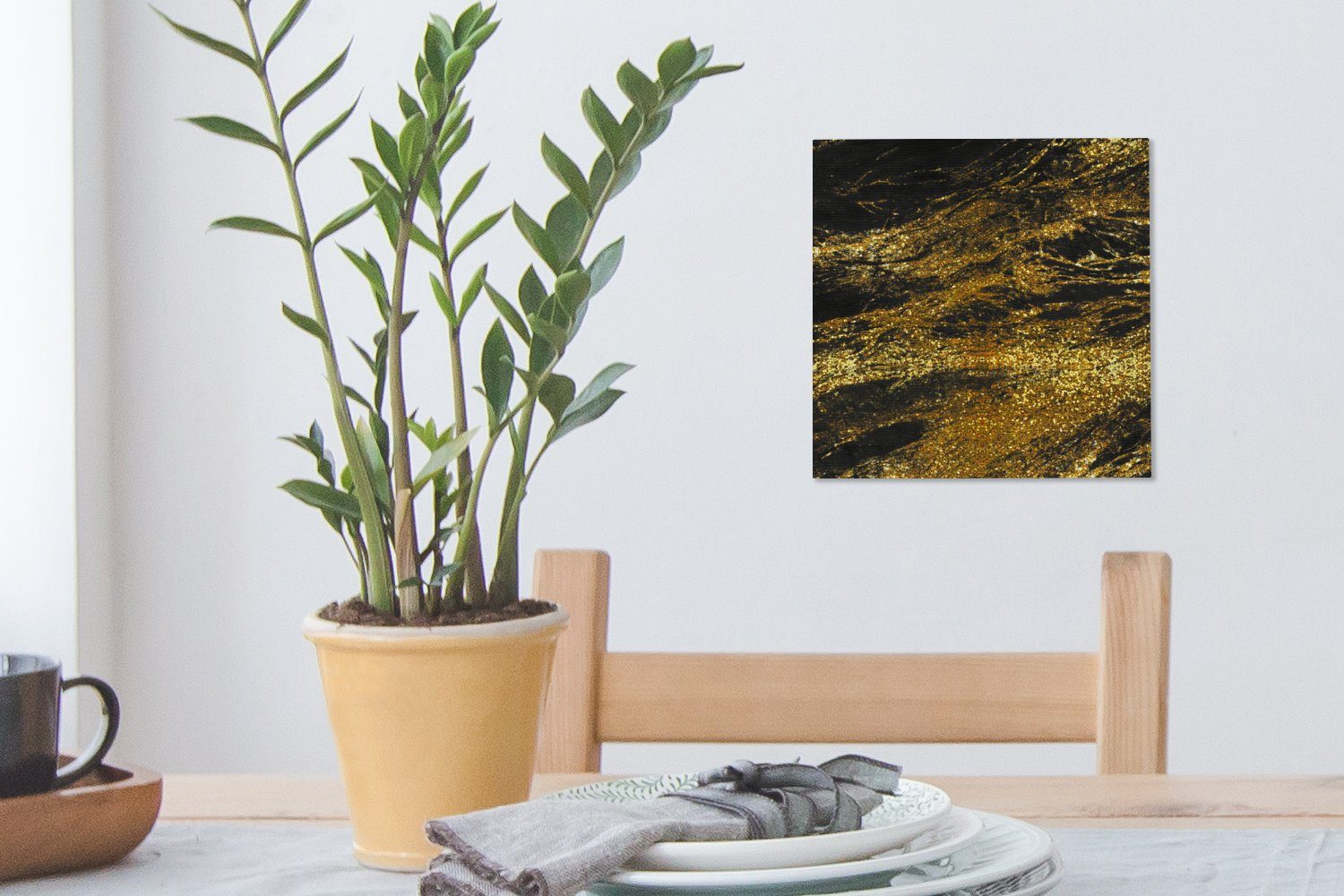 Gold Schwarz - - Wohnzimmer St), (1 Leinwand Bilder Leinwandbild Schlafzimmer Marmor für - Trendy, OneMillionCanvasses®