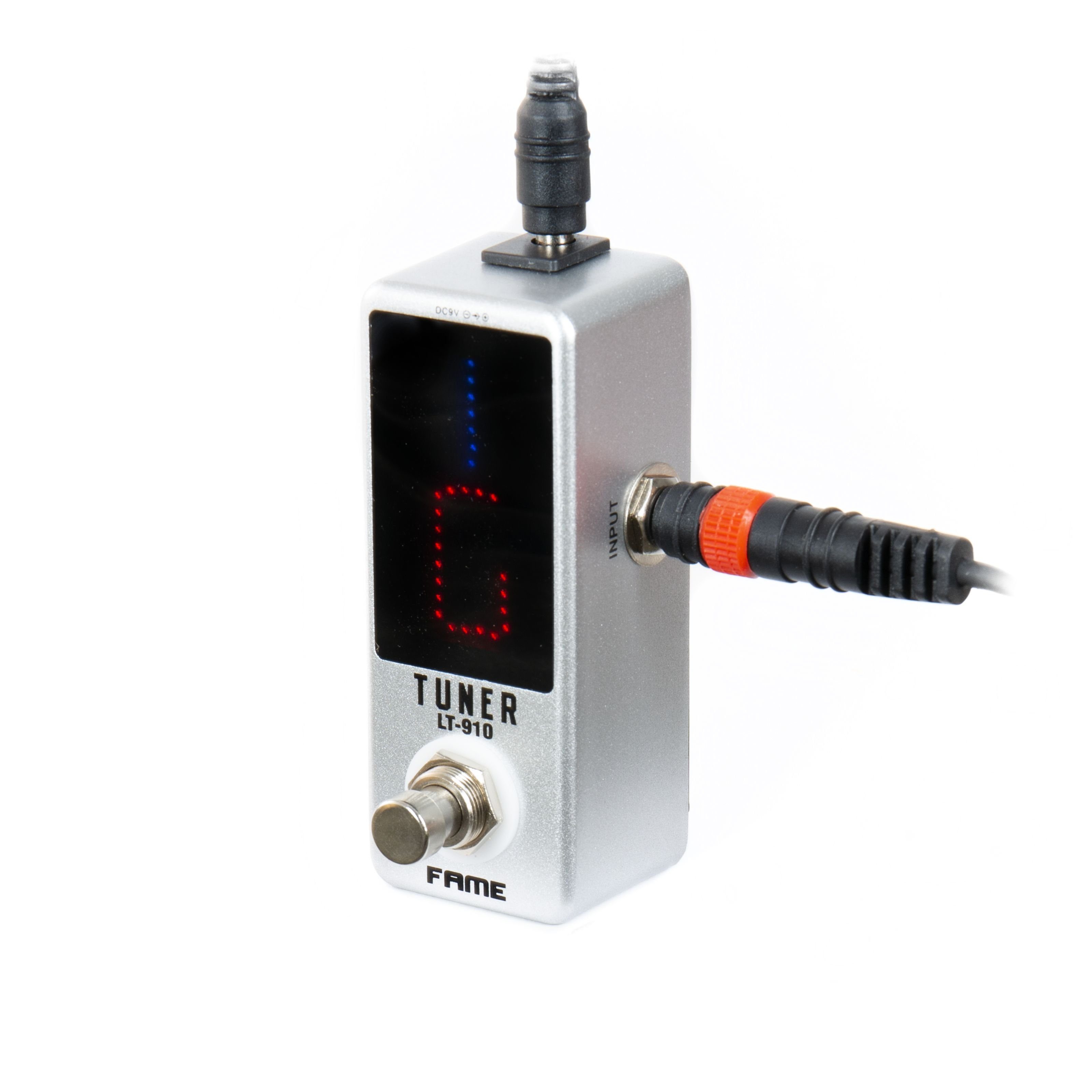 FAME Stimmgerät, (LT-910 Chromatischer Tuner für Gitarren Stimmgenauigkeit +/- 1 Cent LED-Anzeige Silbernes Metallgehäuse Netzteil-Anschluss Mono-Ausgangssignal Gewicht 0.29kg), Chromatischer Tuner, Stimmgenauigkeit +/- 1 Cent, LED-Anzeige