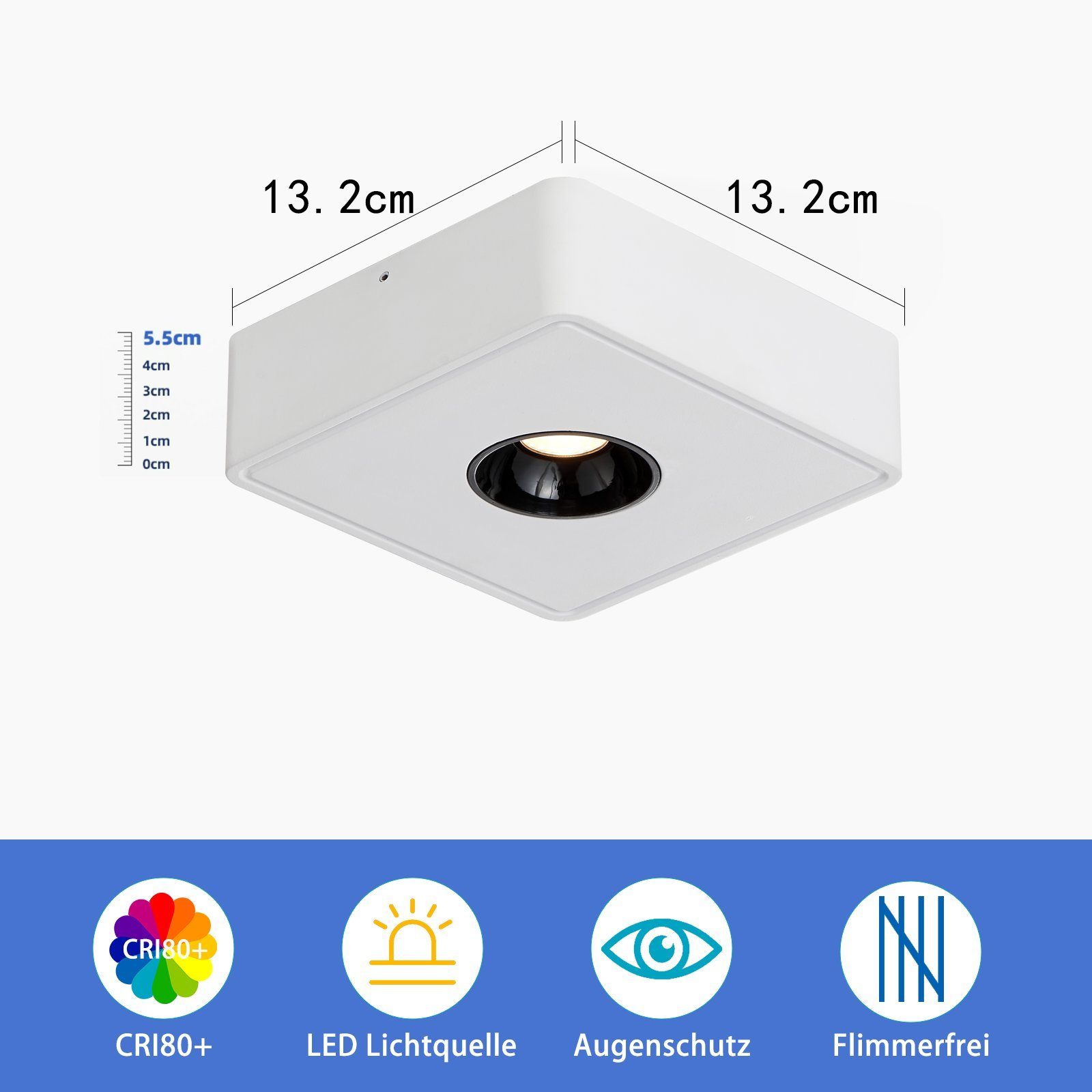 Nettlife LED Aufbaustrahler Weiss Deckenspots mit 1/2 Flammig Aufbau Aufputz Deckenleuchte, 120° Abstrahlwinkel, LED fest integriert, Warmweiß, für Küche Wohnzimmer Esszimmer Büro Flur