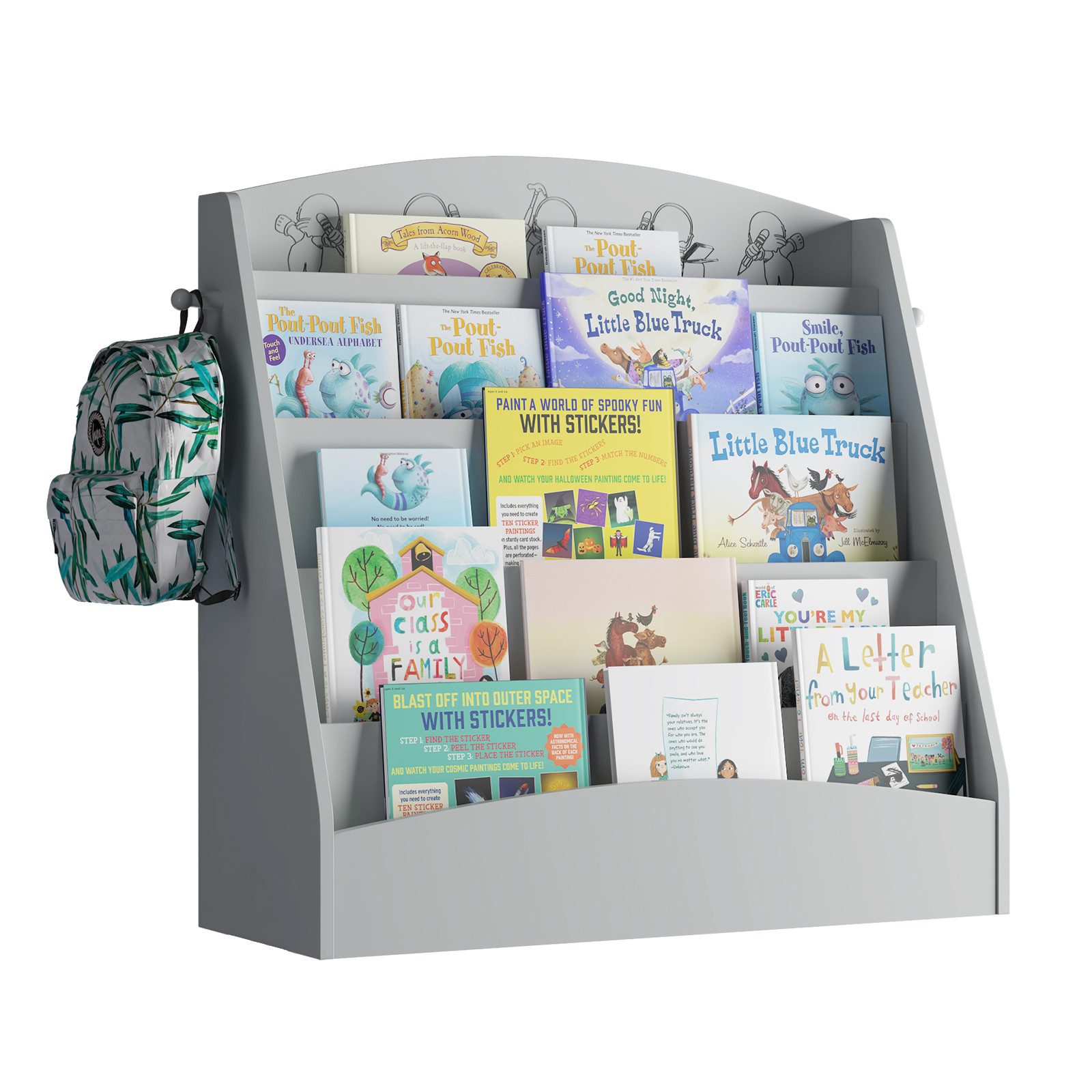 radelldar Bücherregal Kinderregal, mit 5 Ablagen & 2 Haken, Holz, 80x30x75c günstig online kaufen
