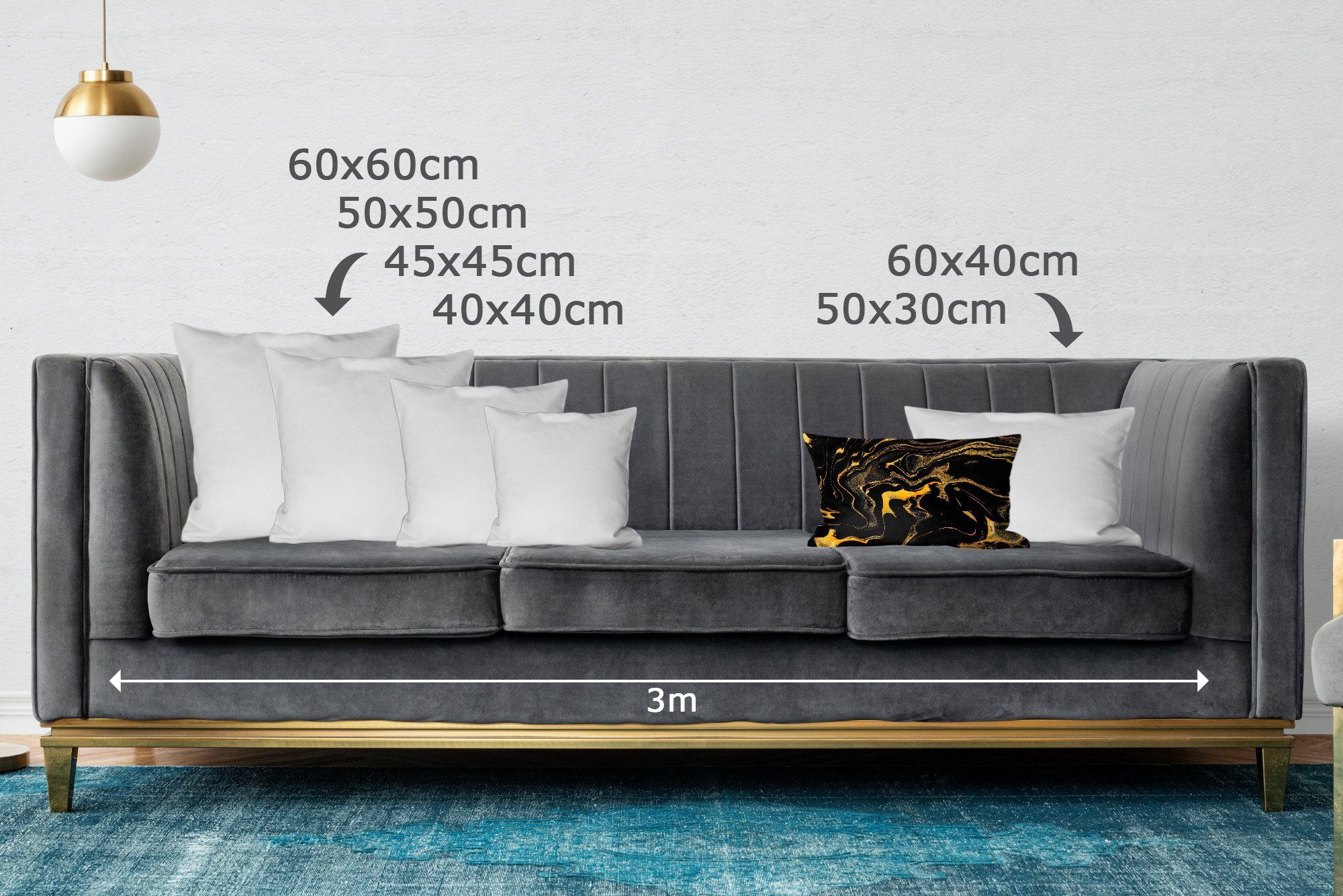 Muster Schlafzimmer mit Dekoration, Gold Füllung, Wohzimmer - MuchoWow Dekokissen Zierkissen, - Schwarz, Dekokissen