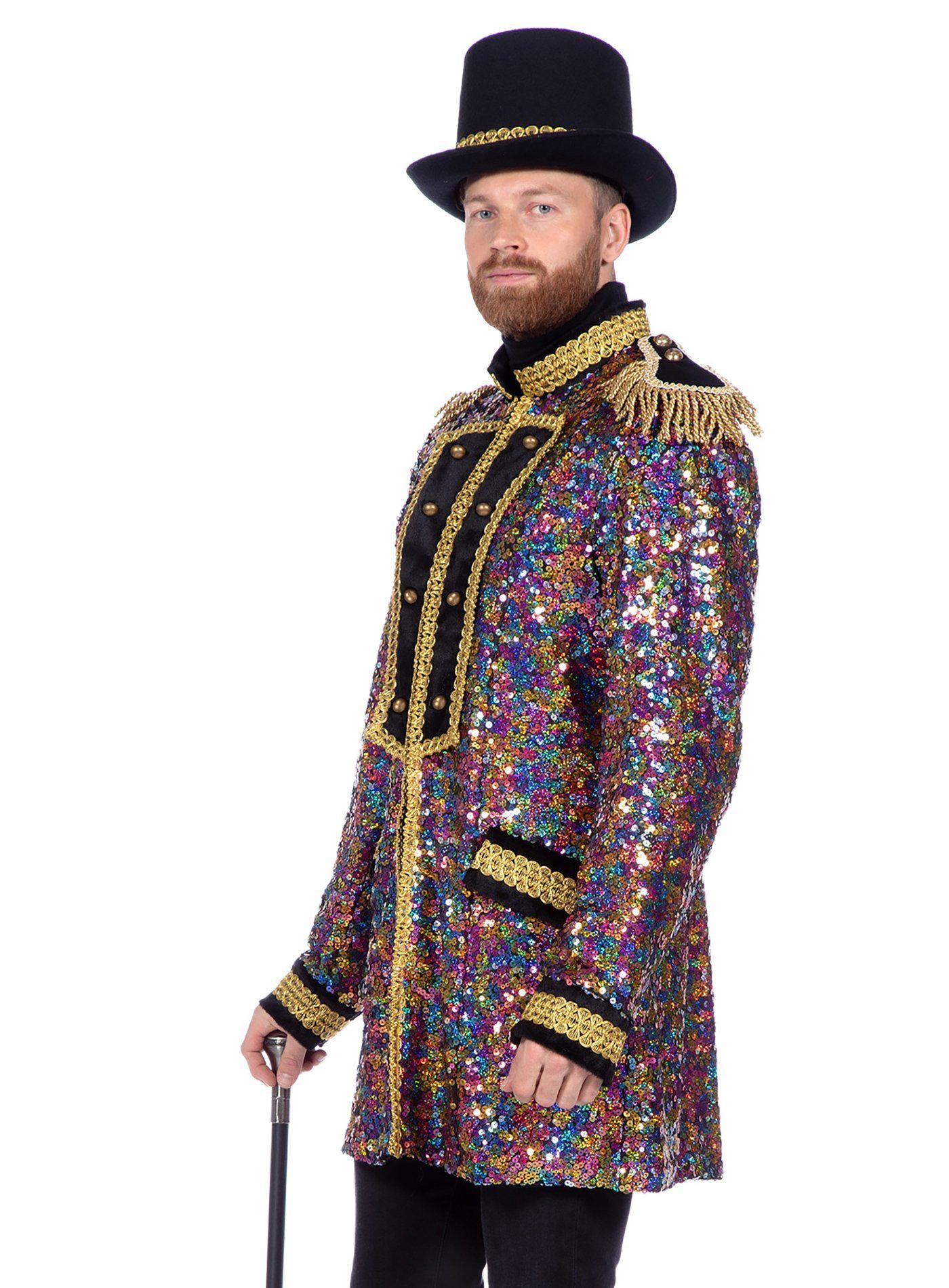Metamorph Kostüm Gardejacke mit bunten Pailletten, Herrenmantel für Karneva günstig online kaufen