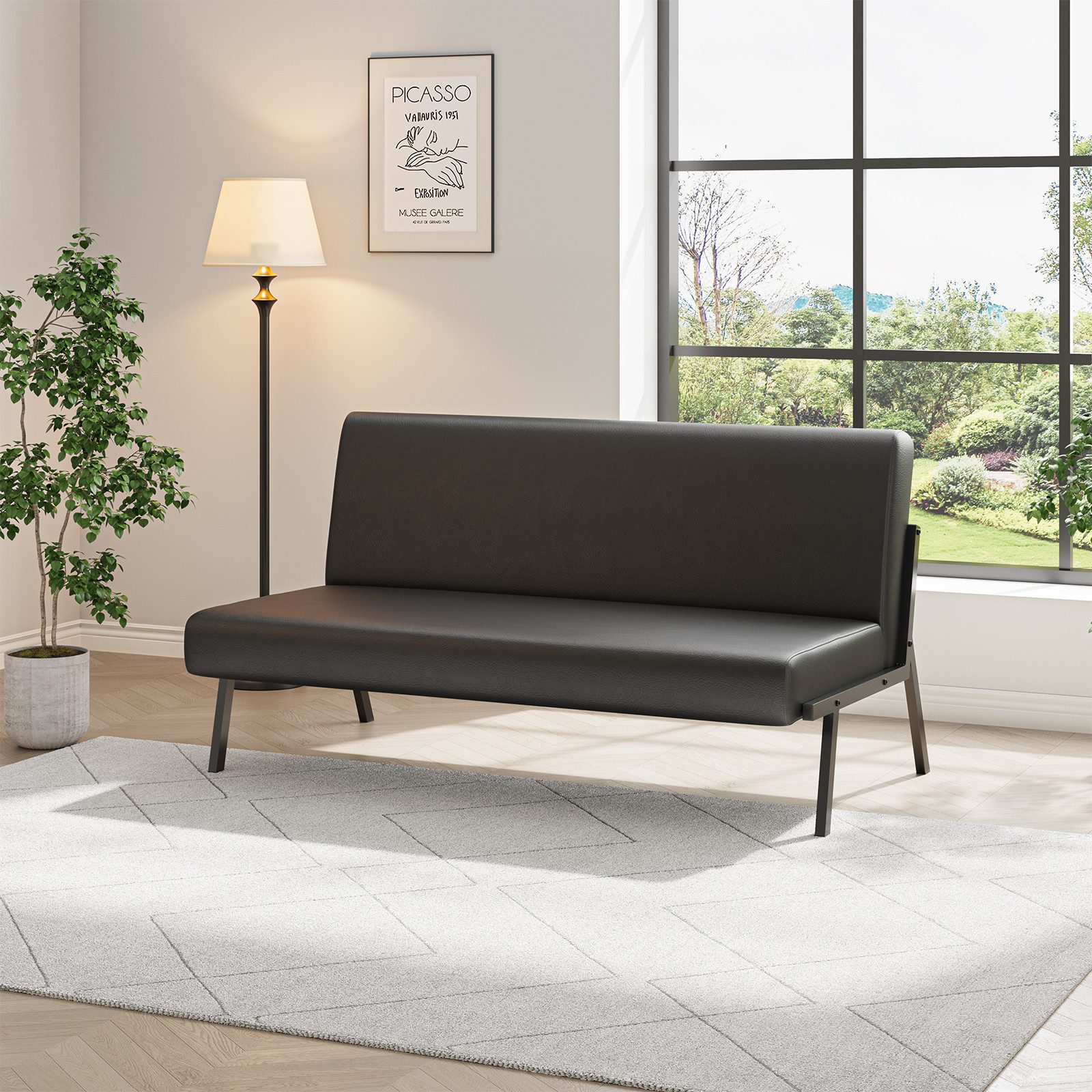 OUNUO Sofa 2 Sitzer Couch mit Metallrahmen Doppelsofa 150kg belastbar