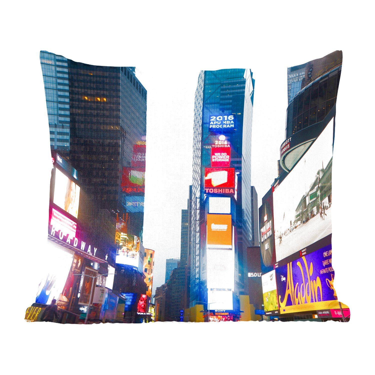 MuchoWow Dekokissen Leuchtreklame am Times Square, Zierkissen mit Füllung für Wohzimmer, Schlafzimmer, Deko, Sofakissen