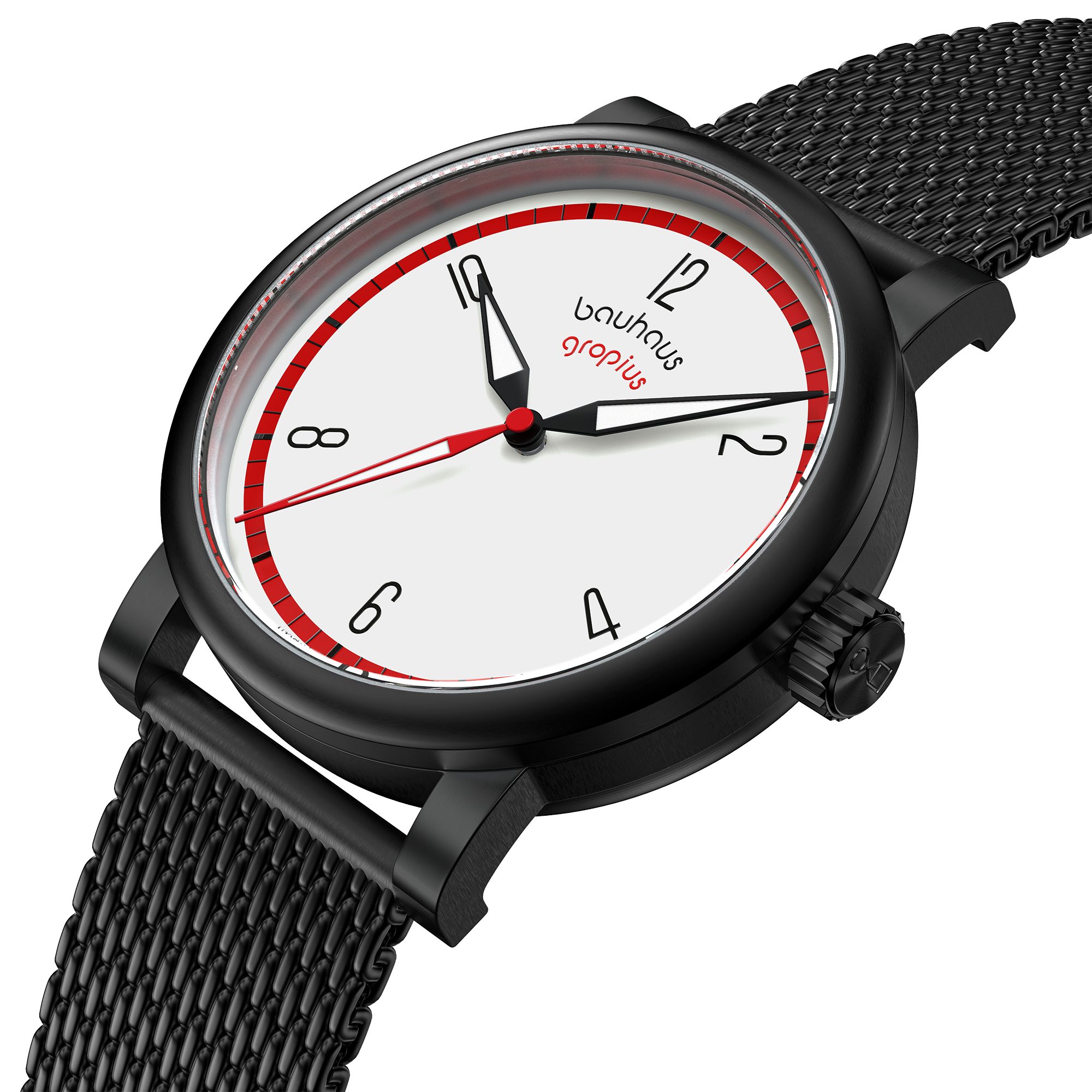 Walter Gropius Automatikuhr Made in Germany, Saphirglas, Kontur Automatik - WGA 803-011M, Designeruhr, Edelstahlband mit Easy-Release System, Edelstahlgehäuse