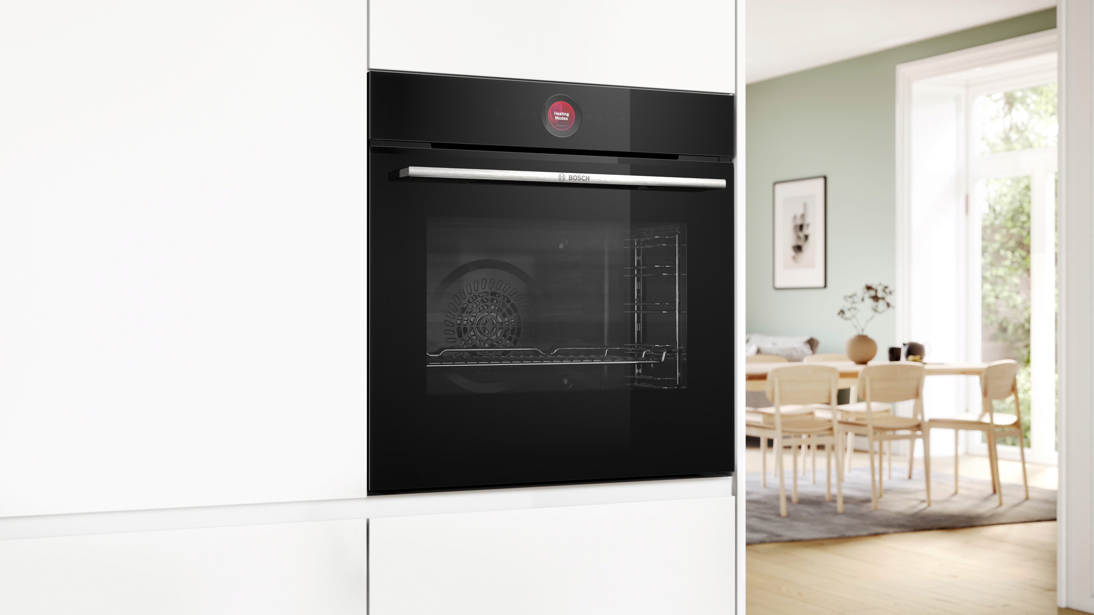 BOSCH Einbaubackofen Serie 8 HBG7241B1, mit Teleskopauszug nachrüstbar, Hydrolyse, Innovativer digitaler Bedienring & praktische Abschaltautomatik