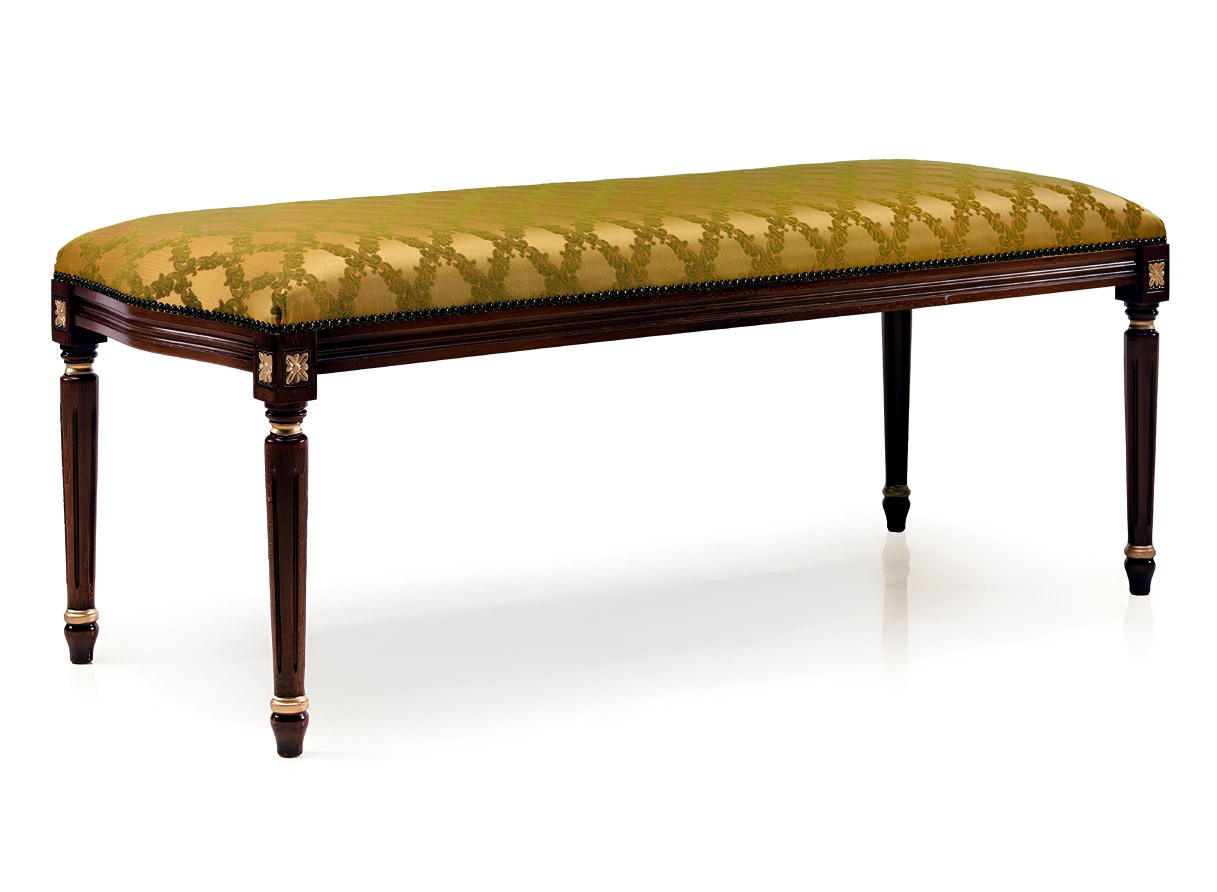 JVmoebel Polsterbank Chesterfield Hocker Gelb - Textil Sitzfläche, Holzgestell (1-St), Made in Europa