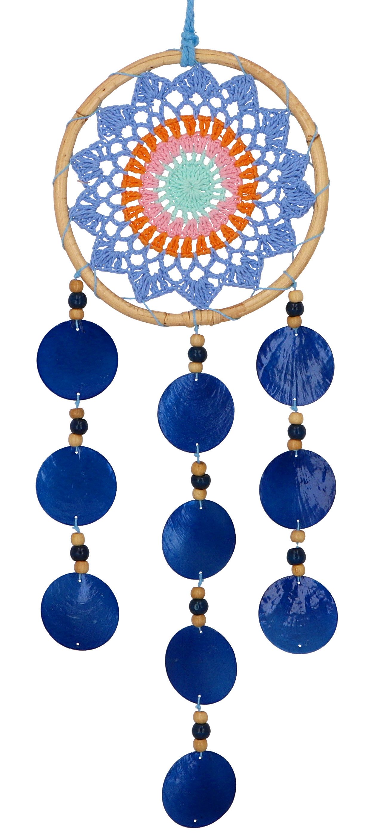 Guru-Shop Dekoobjekt Traumfänger mit Muscheln - blau 17 cm