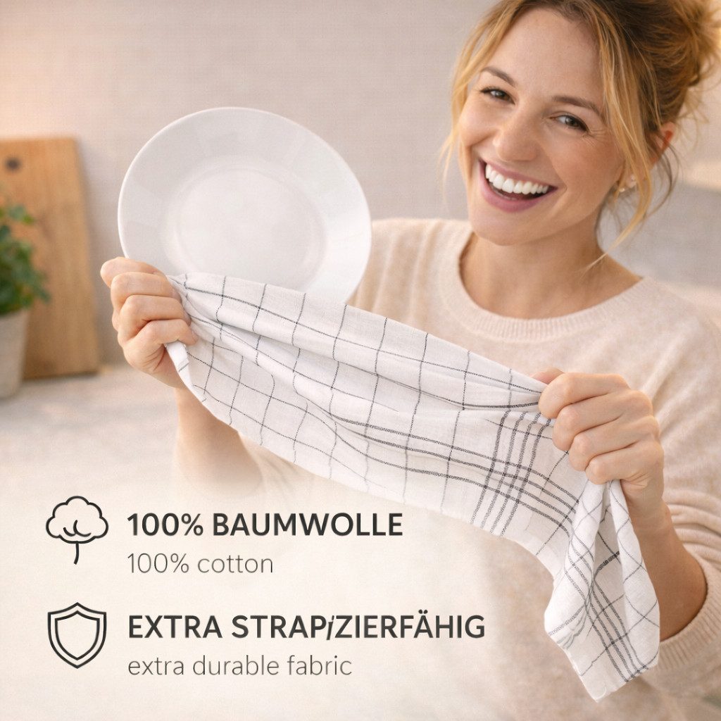 Betz Geschirrtuch Set 50x70cm Geschirrtücher BW, (Set, 5-tlg., Geschirrtücher Küchentücher Handtücher), extrem strapazierfähig saugstark trocknergeeignet Gastro – Bild 4 von 5
