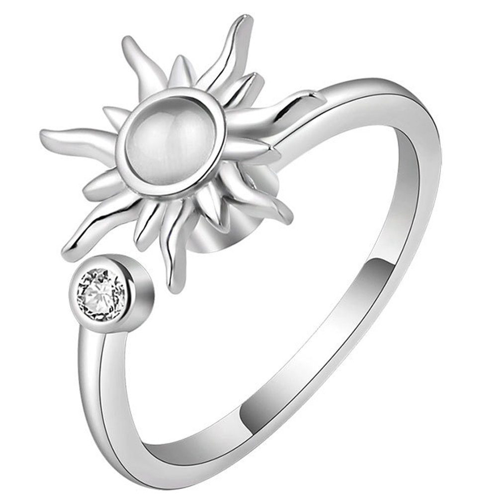 Haiaveng Fingerring 925 Sterling Silber für Damen Verstellbar Offene Angst Ringe, Spinner Anti Stress Ring silvery