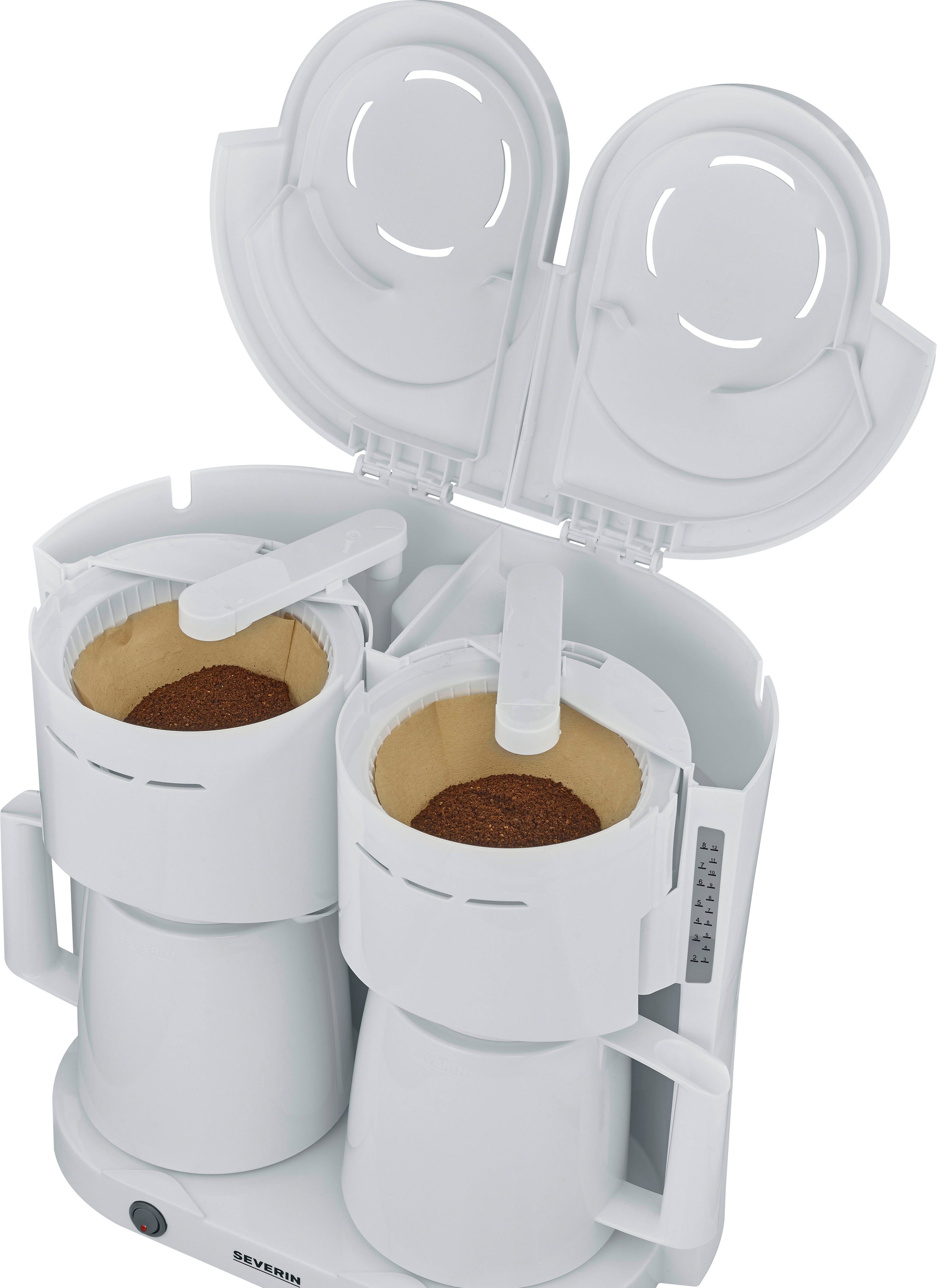 Severin Filterkaffeemaschine KA 9314 Duo-Filterkaffeemaschine mit 2 Thermokannen, 1l Kaffeekanne, Papierfilter 1x4