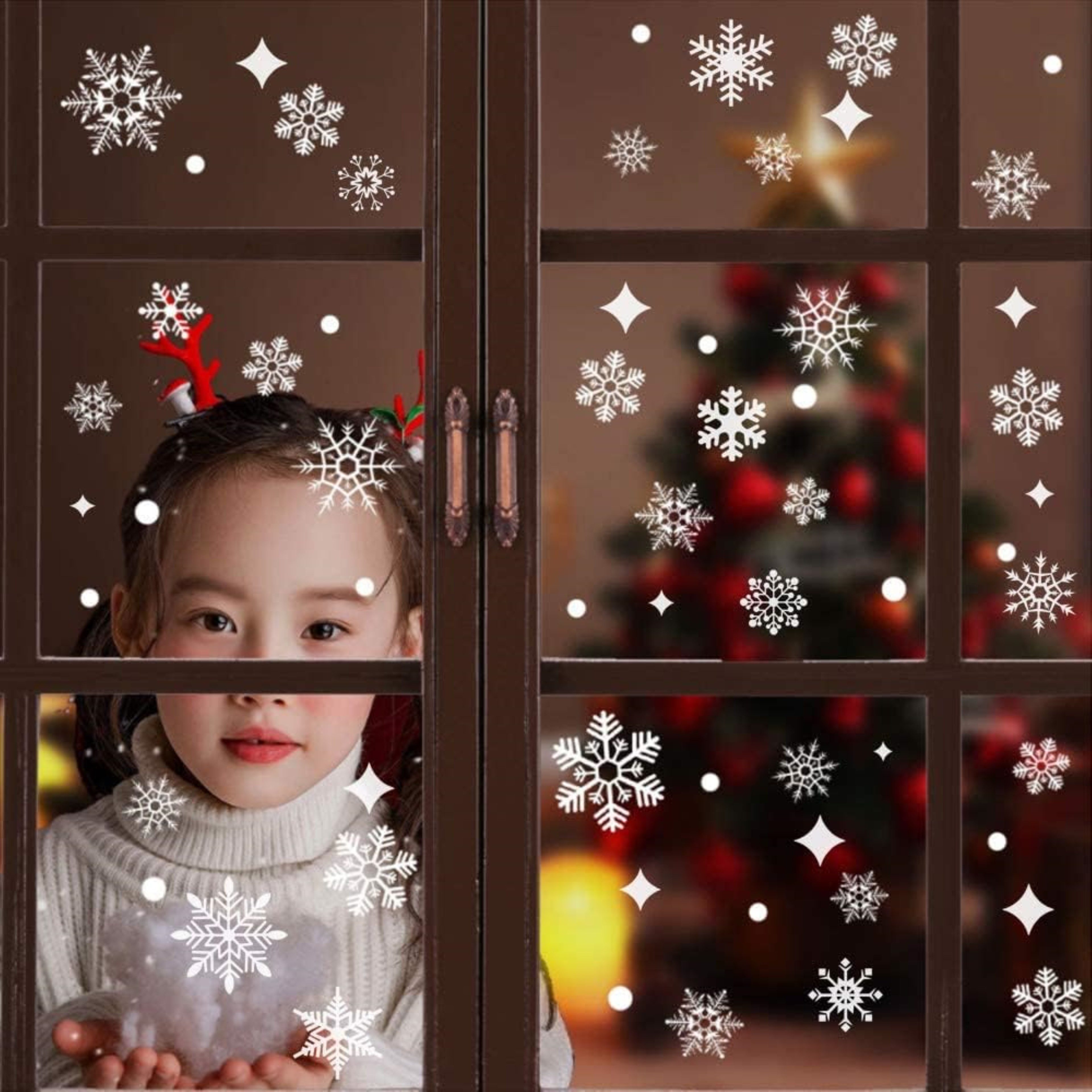 LA CUTE Fenstersticker 313tlg Fensterbilder Weihnachten Schneeflocken Sticker Set, Matt, 313tlg Weihnachts Fensterbilder wiederverwendbar PVC Set
