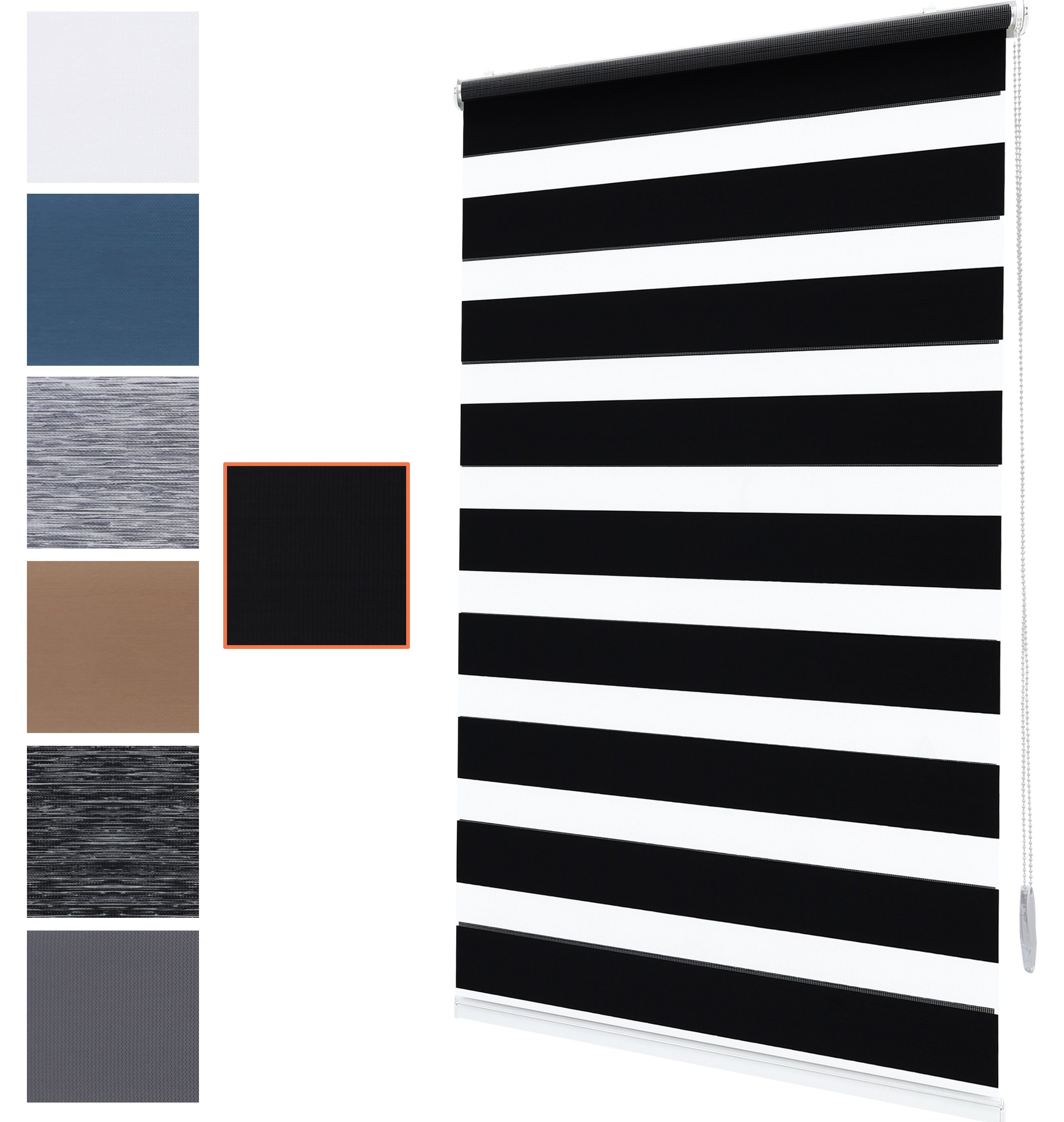 Doppelrollo Duorollo mit Klemmträger, Klemmrollos für Fenster, Bailena, Lichtschutz, ohne Bohren, freihängend, Klemmfix, blickdicht