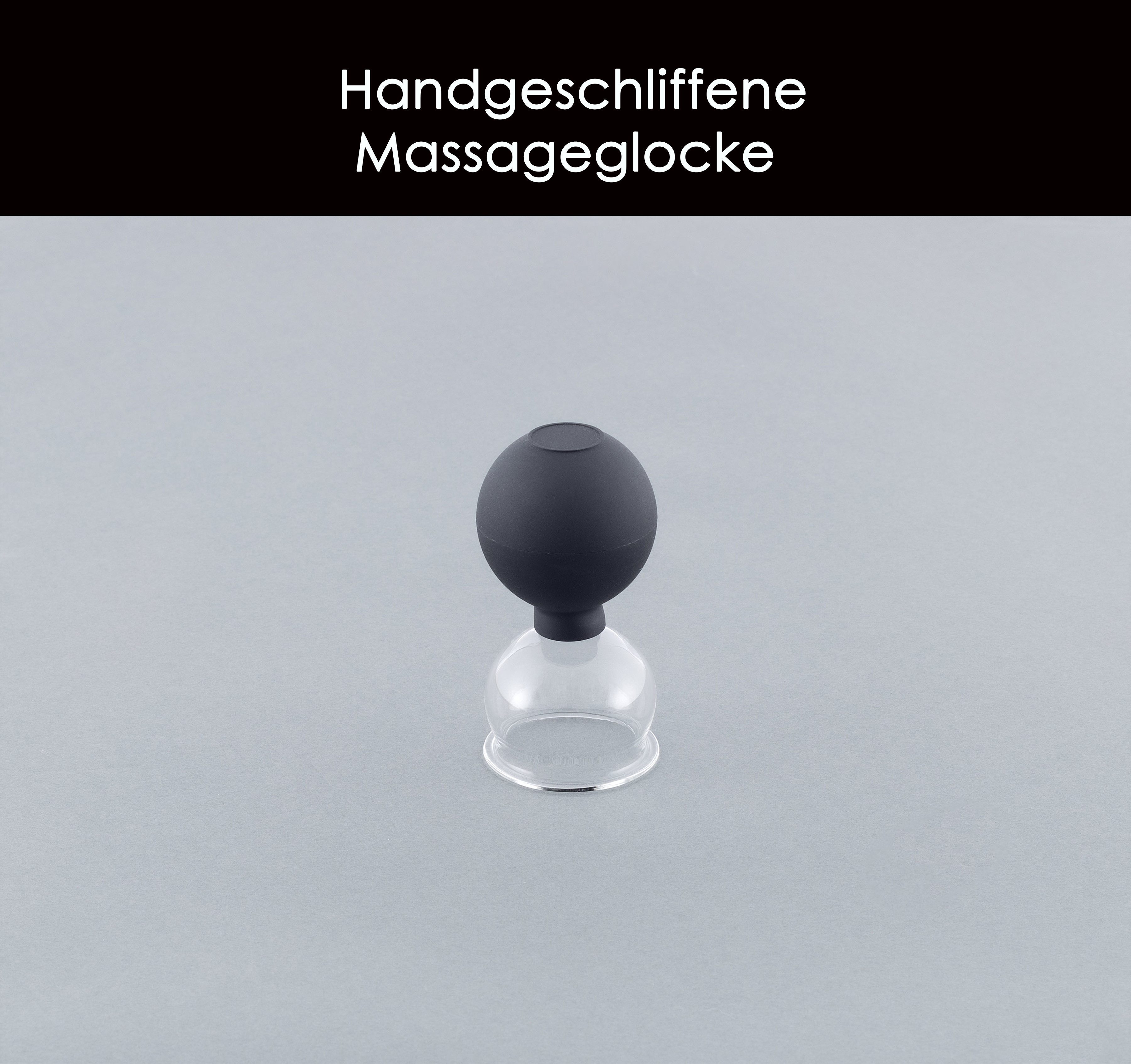HomeBee Massagerolle Schröpfgläser Set aus Echtglas mit Saugball (Set aus Echtglas mit Saugball, 5-tlg., 5er Set), Optimal gegen Verspannungen