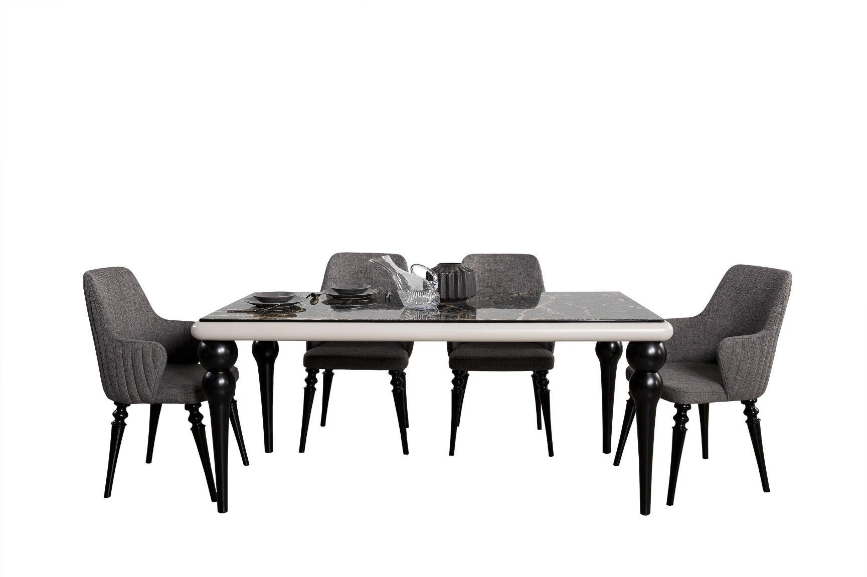 Tische Set Esszimmer Set Gruppe Esszimmer-Set, JVmoebel 4x Ess Esstisch Stühle Komplett