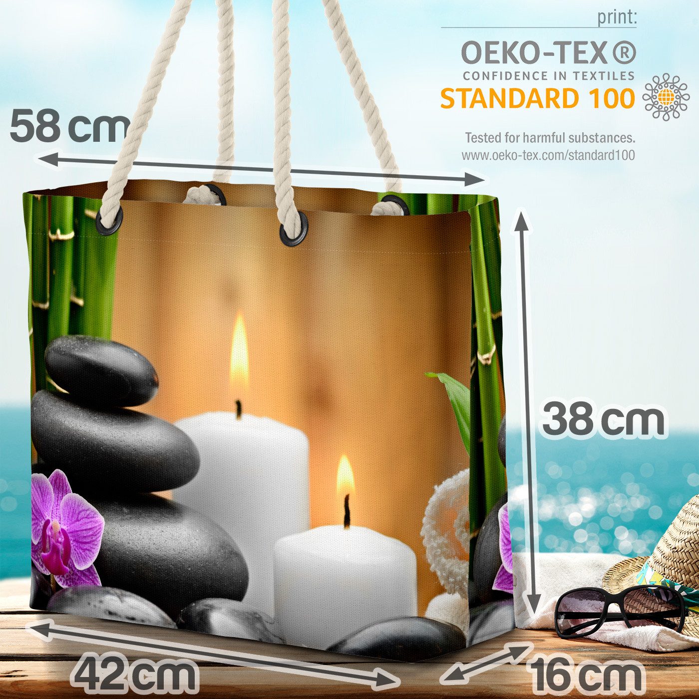 VOID Strandtasche (1-tlg), Spa Wellness Orchideen Spa Wellness Orchideen Steine Reisen Urlaub Ma