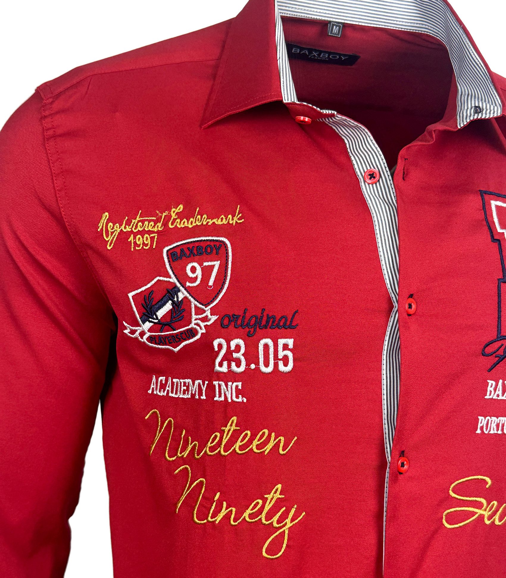 Baxboy Langarmhemd Baxboy Herren Hemd Kentkragen Hemden mit Kontrasten Farbe B-503 – Bild 4 von 5