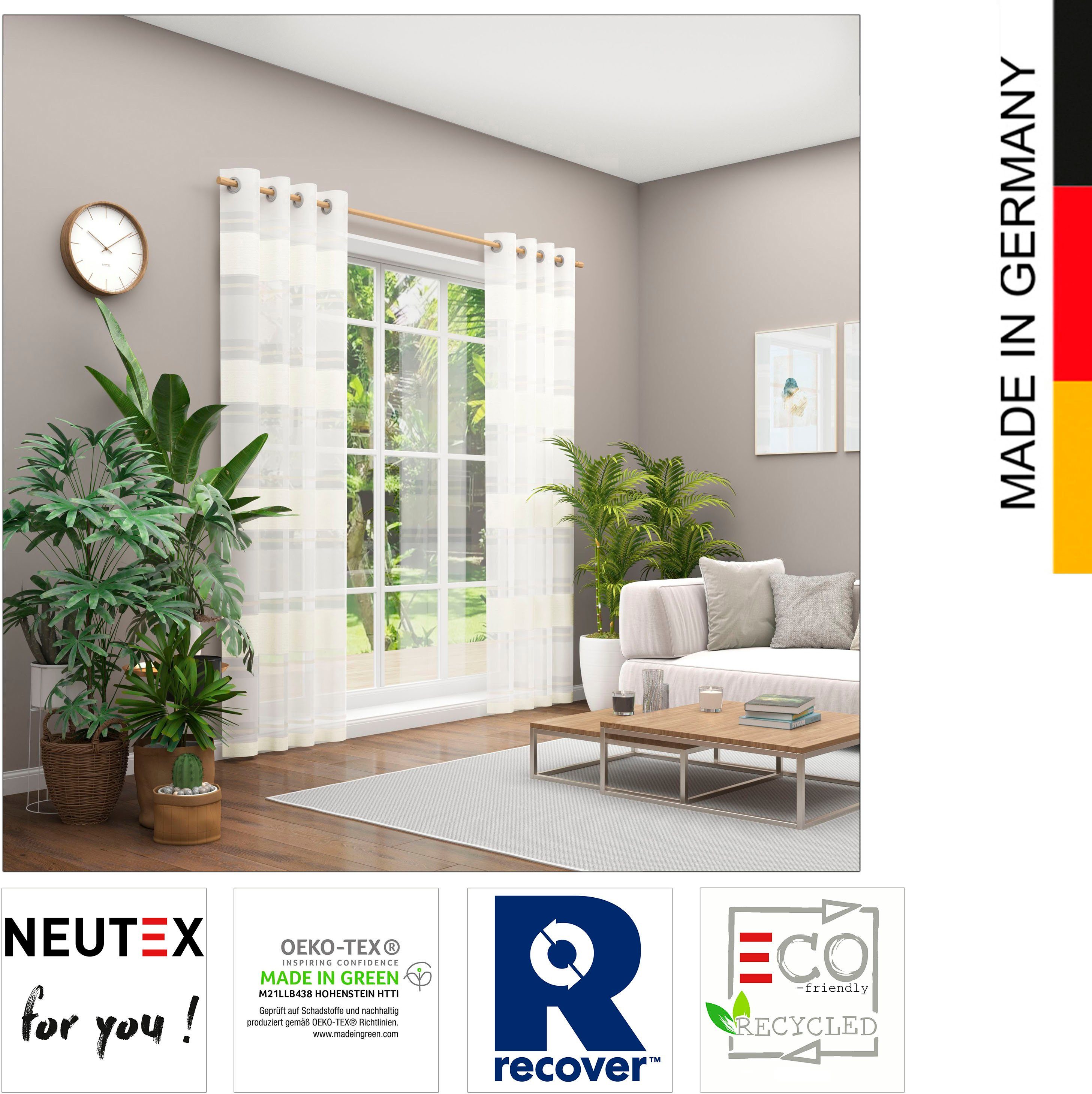 Neutex for you!, Eco, halbtransparent, (1 Valeska Vorhang Ösen St), wollweiß Nachhaltig