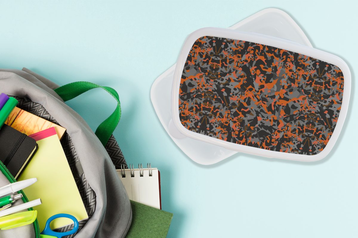 (2-tlg), Jungs für Lunchbox Brotbox MuchoWow - Brotdose, weiß Rost Rustikal, Camouflage - und Muster Mädchen für Kinder Erwachsene, - und Kunststoff,