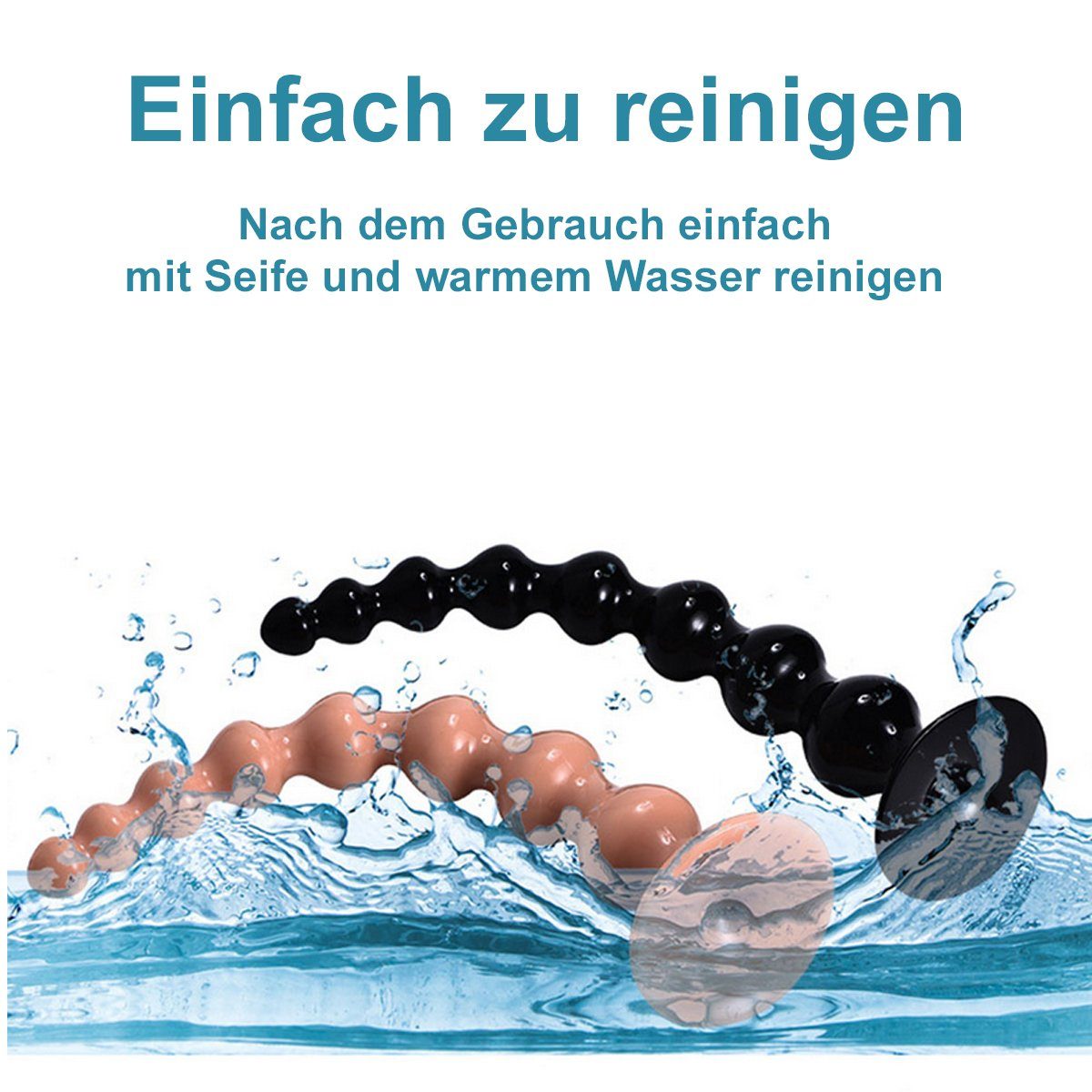 Dildo Analdildo Anal Männer TPFSecret lang groß mit und ergonomischer - mit Kugeln, Anal Frauen, Saugfuß - Kette Analdildo Schlange für 26cm Anal-Stimulator extra 8 Schwarz