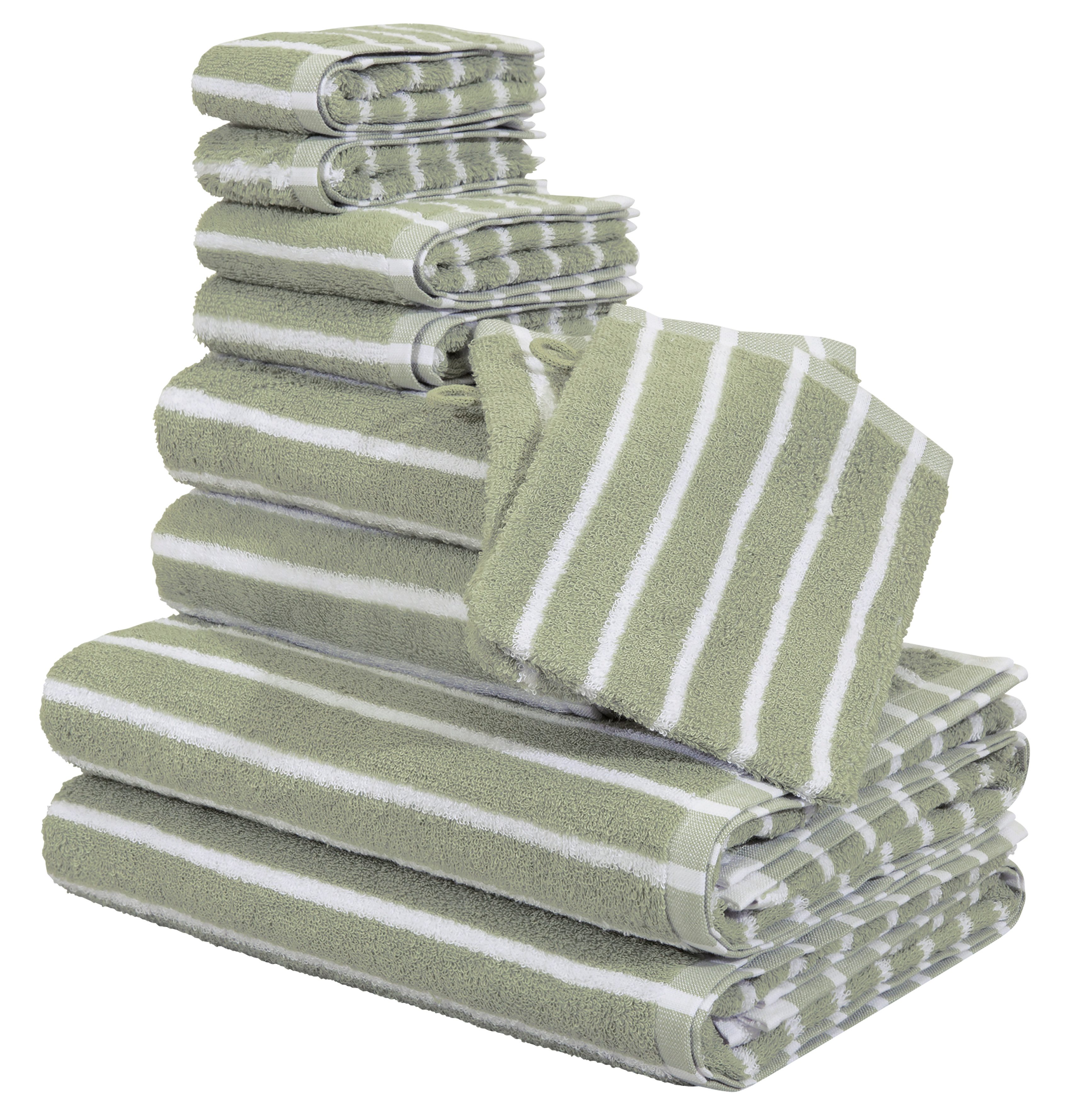 OTTO home Handtuch Set Jannika, Duschtücher, Handtücher, Gästetücher, Seiftücher, Waschlappen, Frottier (10-St), Handtücher mit Streifen, 100% Baumwolle, weich, umfangreiches Set