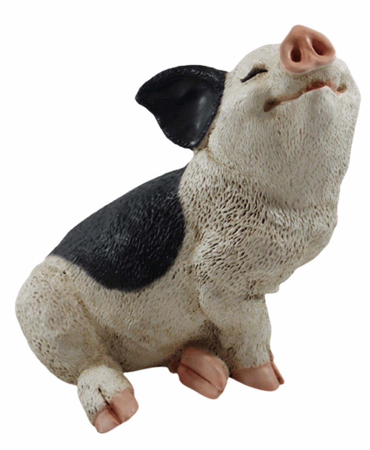 Castagna Tierfigur Figur Schwein Ferkel sitzend nach oben schauend gefleckt Kollektion Castagna aus Resin H 19 cm