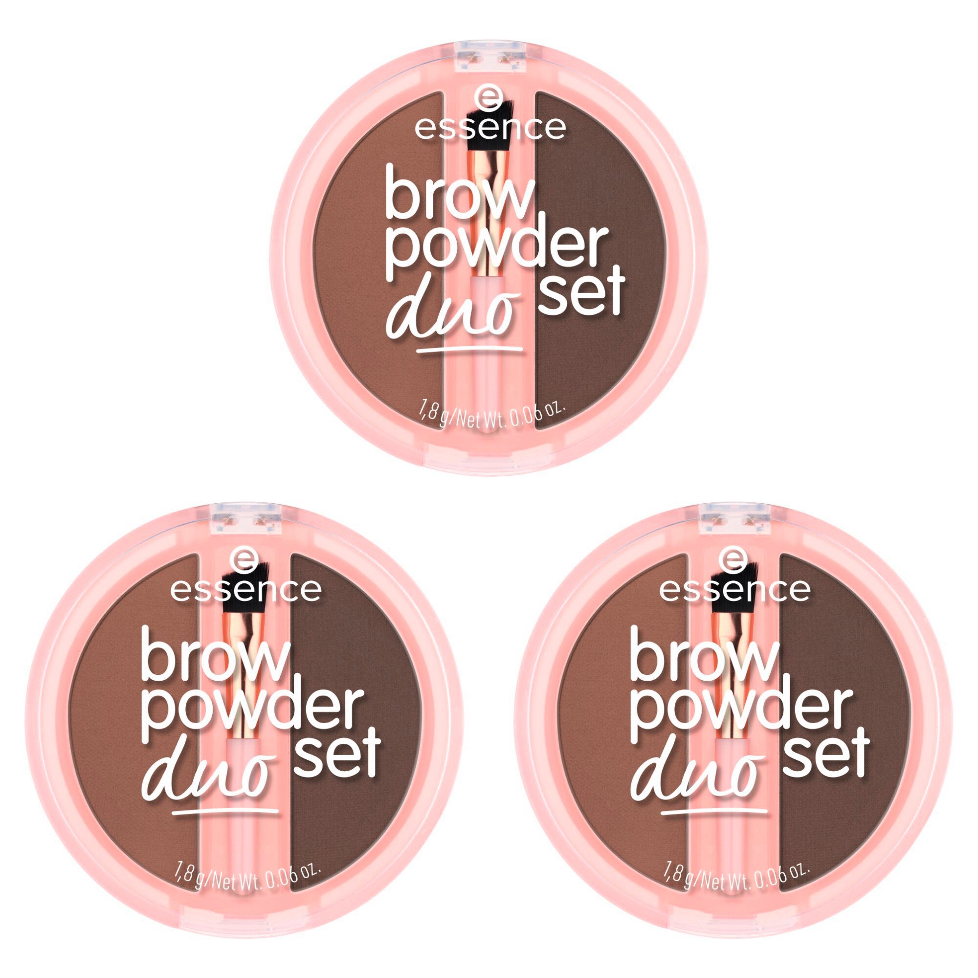 Essence Augenbrauen-Puder brow powder duo set, 3-tlg., Natürliche Definition der Augenbrauen, präzise Anwendung, verblendbar.