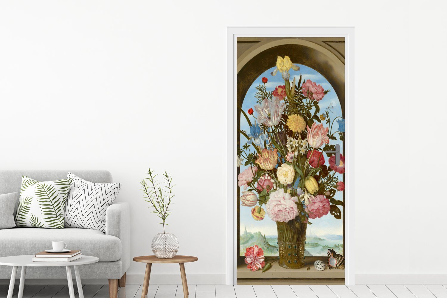 Ambrosius von Blumen Vase Bosschaert, (1 Gemälde für in St), Fototapete Tür, einem cm Türaufkleber, Matt, - 75x205 Fenster MuchoWow mit Türtapete bedruckt,
