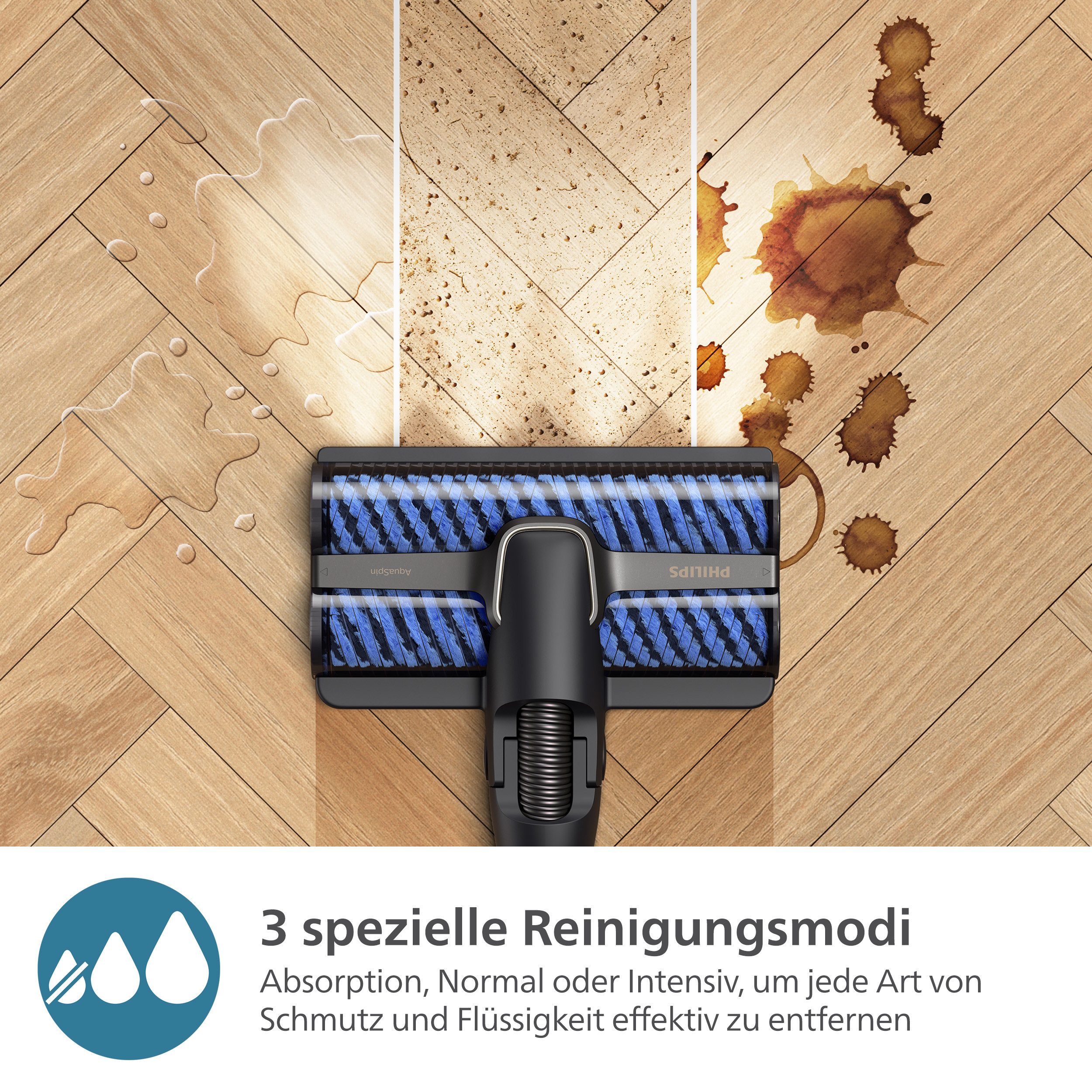 Philips Nass-Trocken-Sauger AquaTrio Cordless 9000 Series XW9463/11, 48,6 W, beutellos, 3-in-1-Reinigungslösung, mit automatischem Reinigungssystem