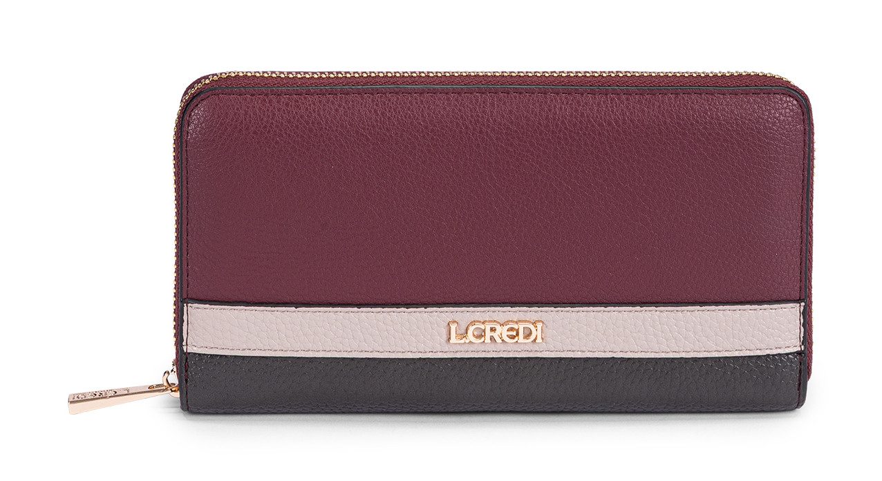 L. CREDI Geldbörse Zip Around Wallet, mit RFID-Blocker Schutz