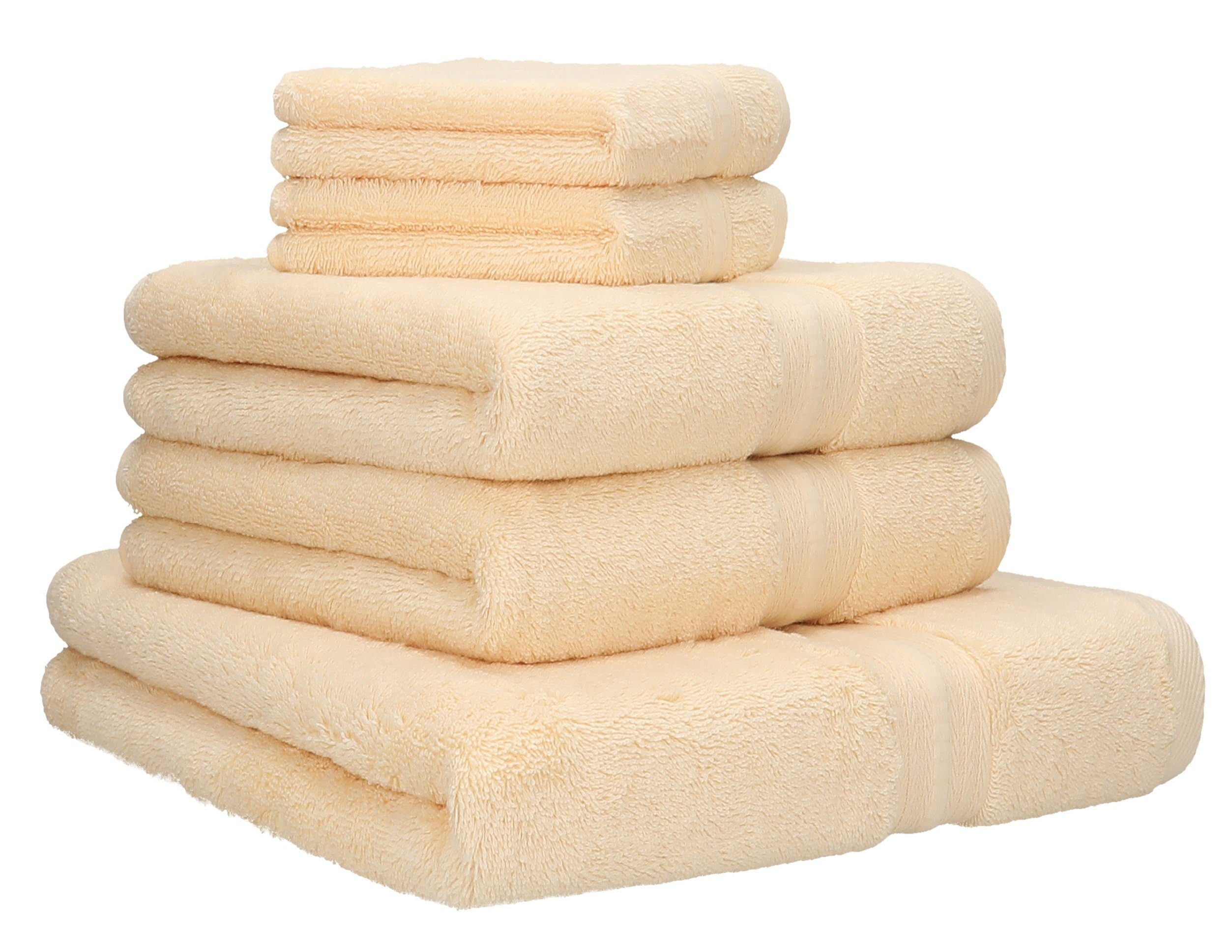 Seiftücher 100% GOLD 5-TLG. Baumwolle Farbe Handtücher Duschtuch Handtuch-Set 1 Qualität 600 g/m² 2 Handtuch Betz 100% Set beige, 2 Baumwolle