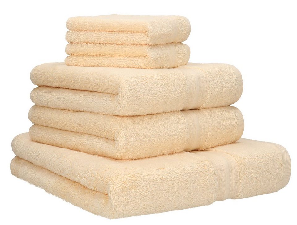 Betz Handtuch Set 5-TLG. Handtuch-Set GOLD 100% Baumwolle Qualität 600 g/m²  1 Duschtuch 2 Handtücher 2 Seiftücher Farbe beige, 100% Baumwolle