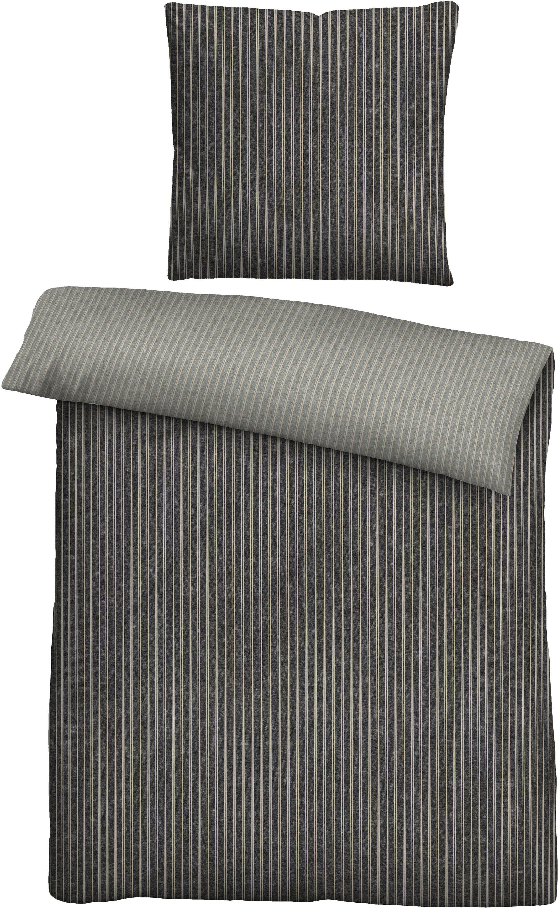 Biberna Wendebettwäsche "Tillmann" 2 tlg. kuschelig warm im Winter, gestrei günstig online kaufen