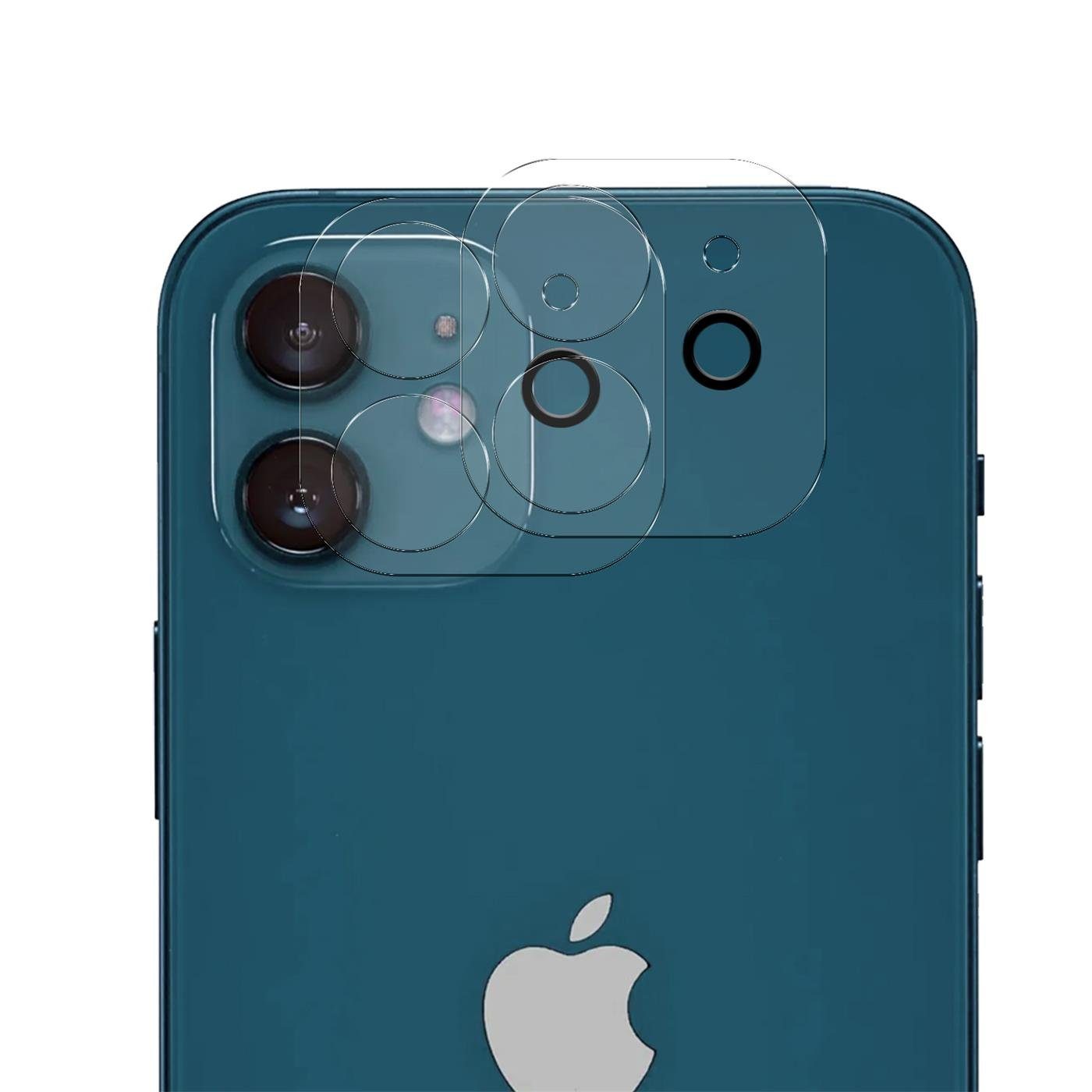 CoolGadget Schutzfolie Panzerfolie für iPhone 12, (Spar-Set 4in1, 2x Displayschutz, 2x Kameraschutz), Panzerglas Schutzfolie für Apple iPhone 12 Folie
