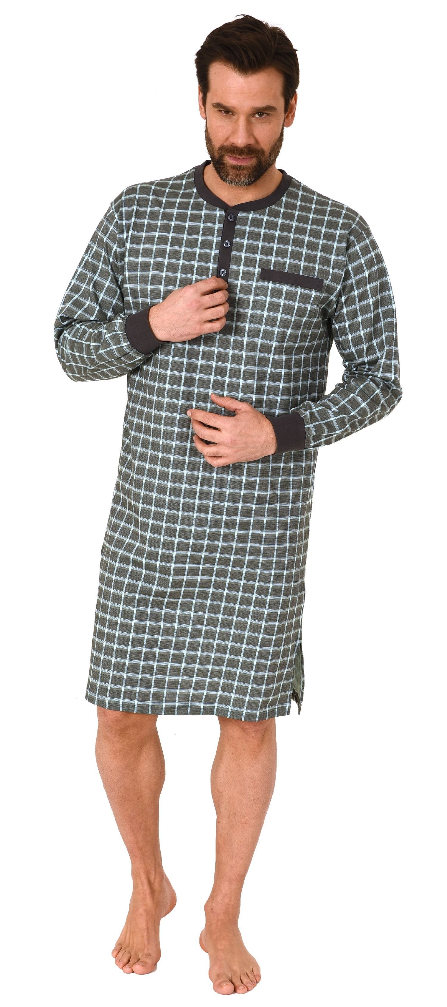Normann Pyjama Herren Nachthemd mit Bündchen in Karo Optik - auch in Übergr günstig online kaufen