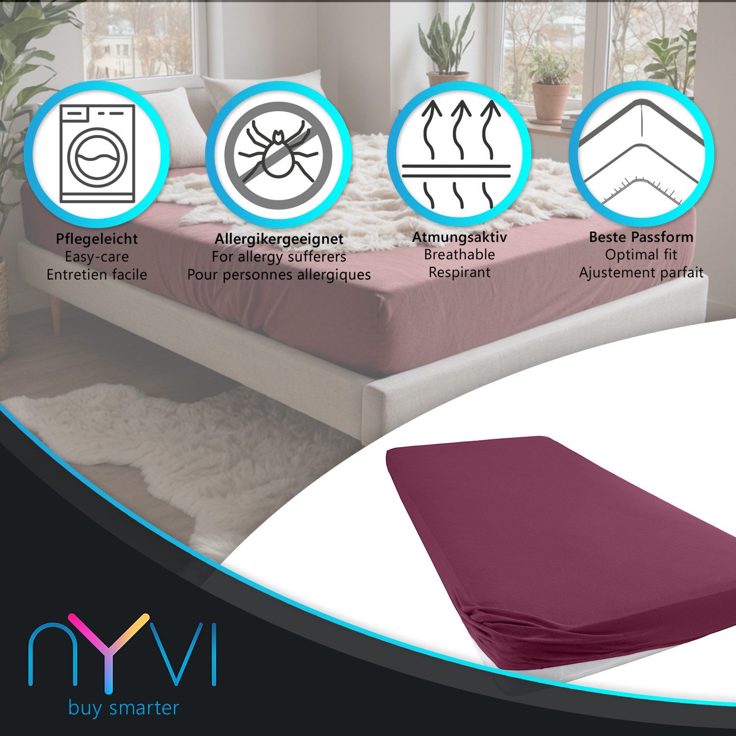 NYVI Spannbettlaken Jersey Spannbettlaken DreamScience für Matratzen bis 22 günstig online kaufen