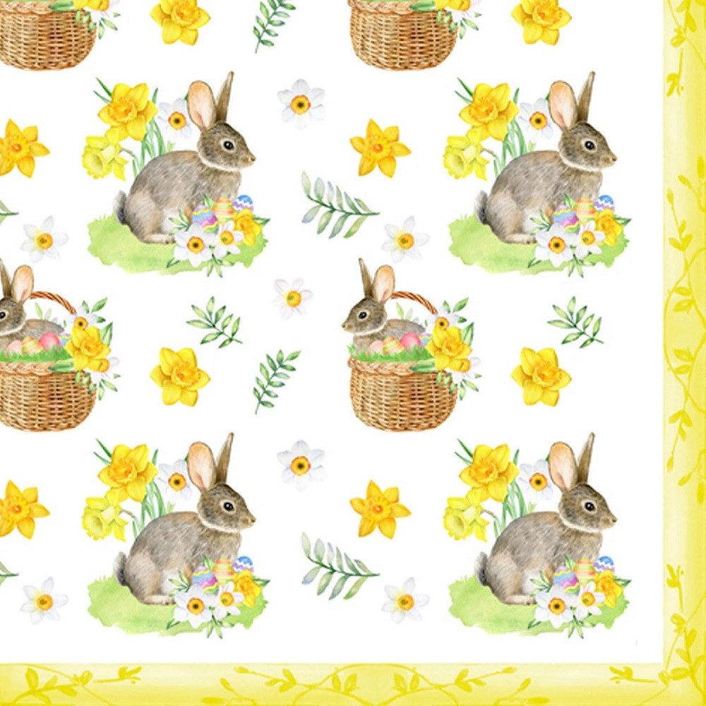 Jet Papier GmbH Papierserviette 20 Stück Servietten, Ostern, Hasen, Korb,Blumen als Tischdeko., (20 St), Kaninchen, Osterhasen, Osterglocken, Ostereier, Serviettentechnik