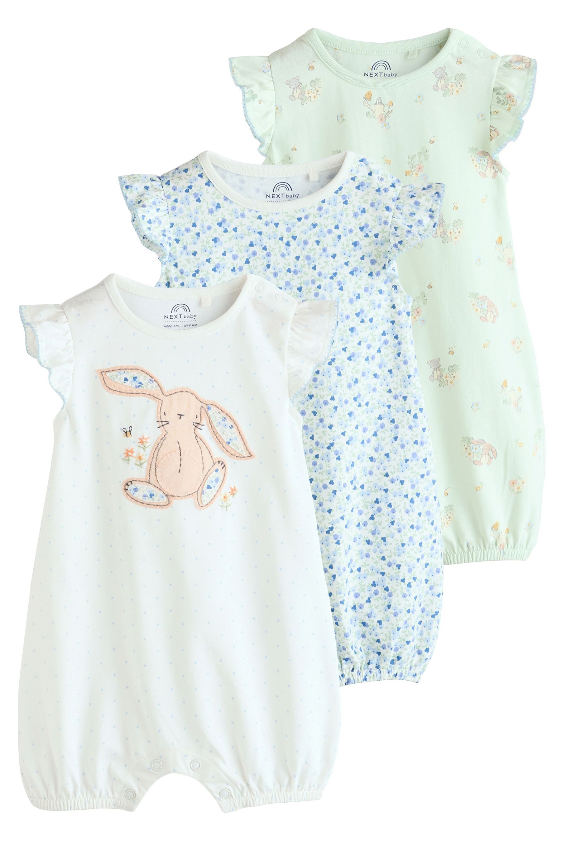 Next Strampler Häschen-Strampler aus 100 % Baumwolle, 3er-Pack (3-tlg)