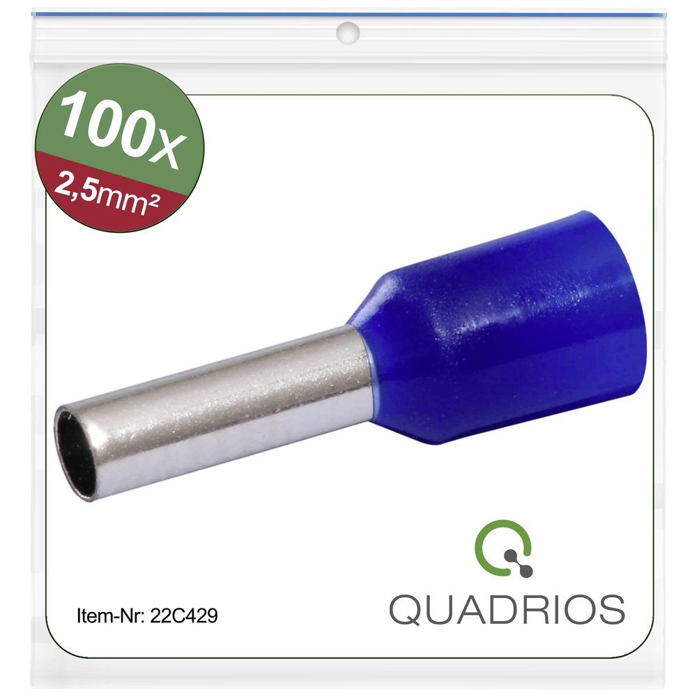 Quadrios Aderendhülsen Quadrios 22C429 Aderendhülse 2.5 mm² Teilisoliert Blau 1 Set, 22C429 | Kabelverbinder