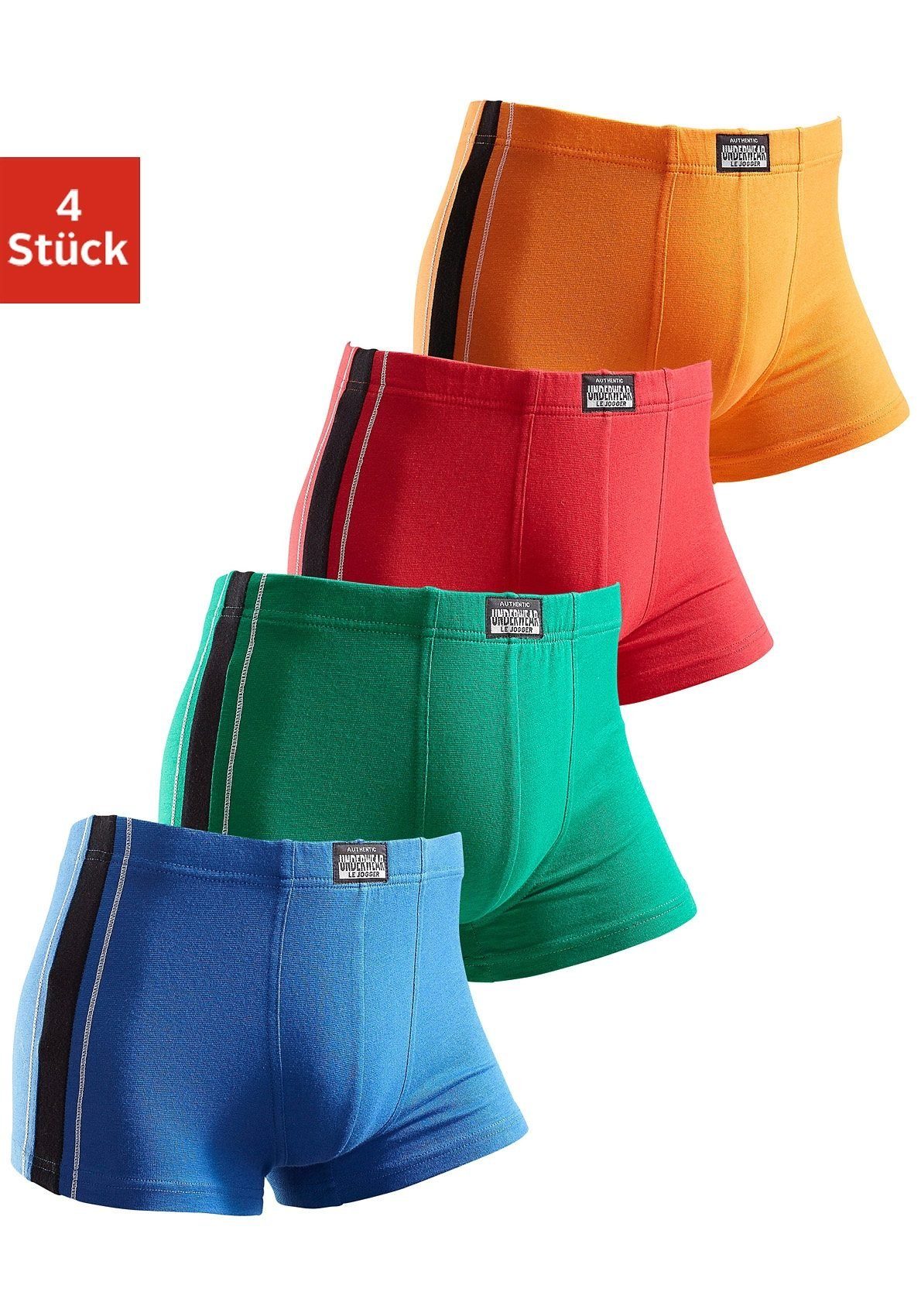 AUTHENTIC UNDERWEAR Boxer Boxershorts für Herren (Packung, 4-St) mit kontrastfarbigen Streifen seitlich
