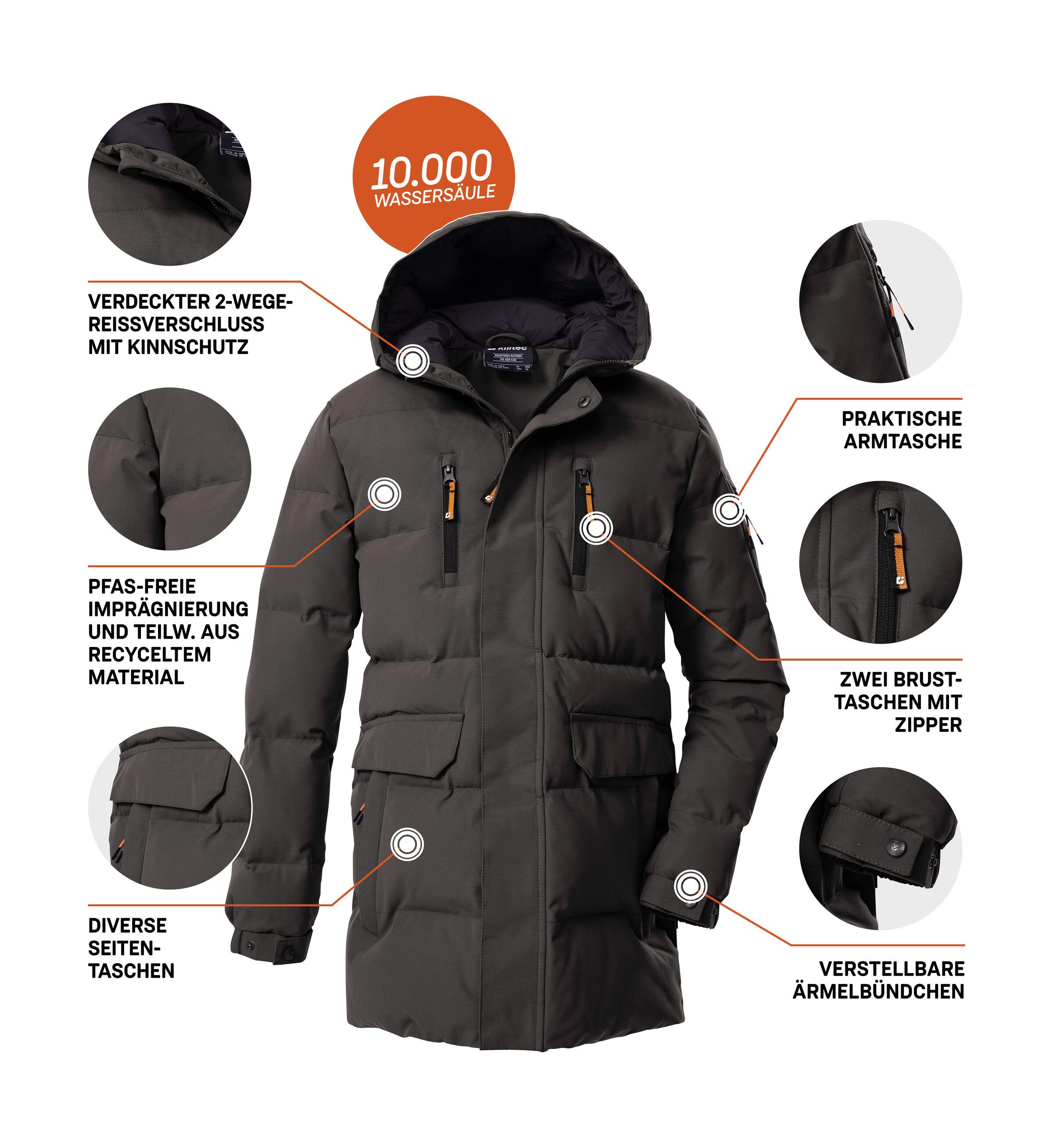 Killtec Steppmantel KOW 238 BYS QLTD PRK Winddichter, wasserabweisender Kinderparka mit verstellbaren Ärmeln